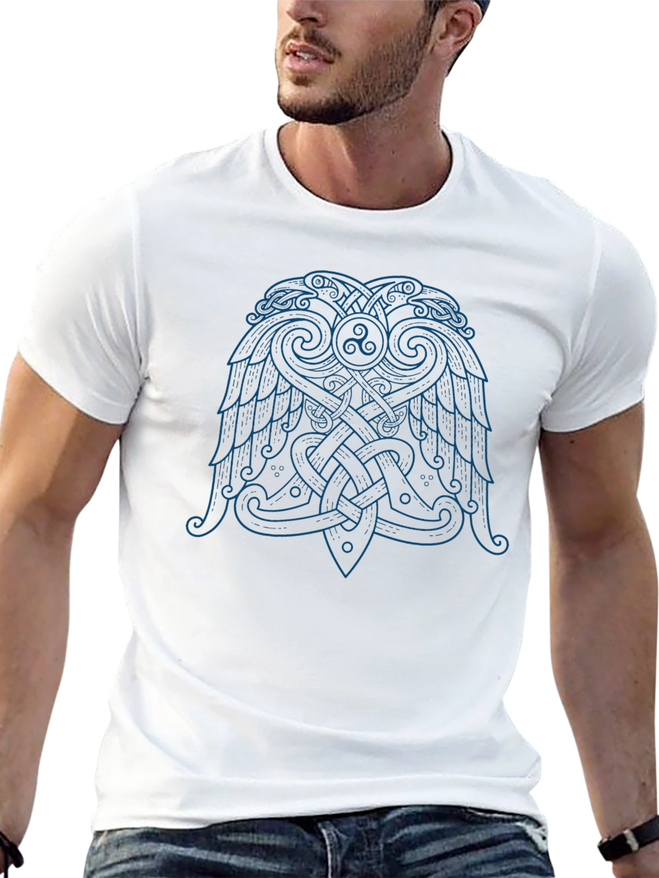 Viking Raven T-Shirt - Celtic Knot Design