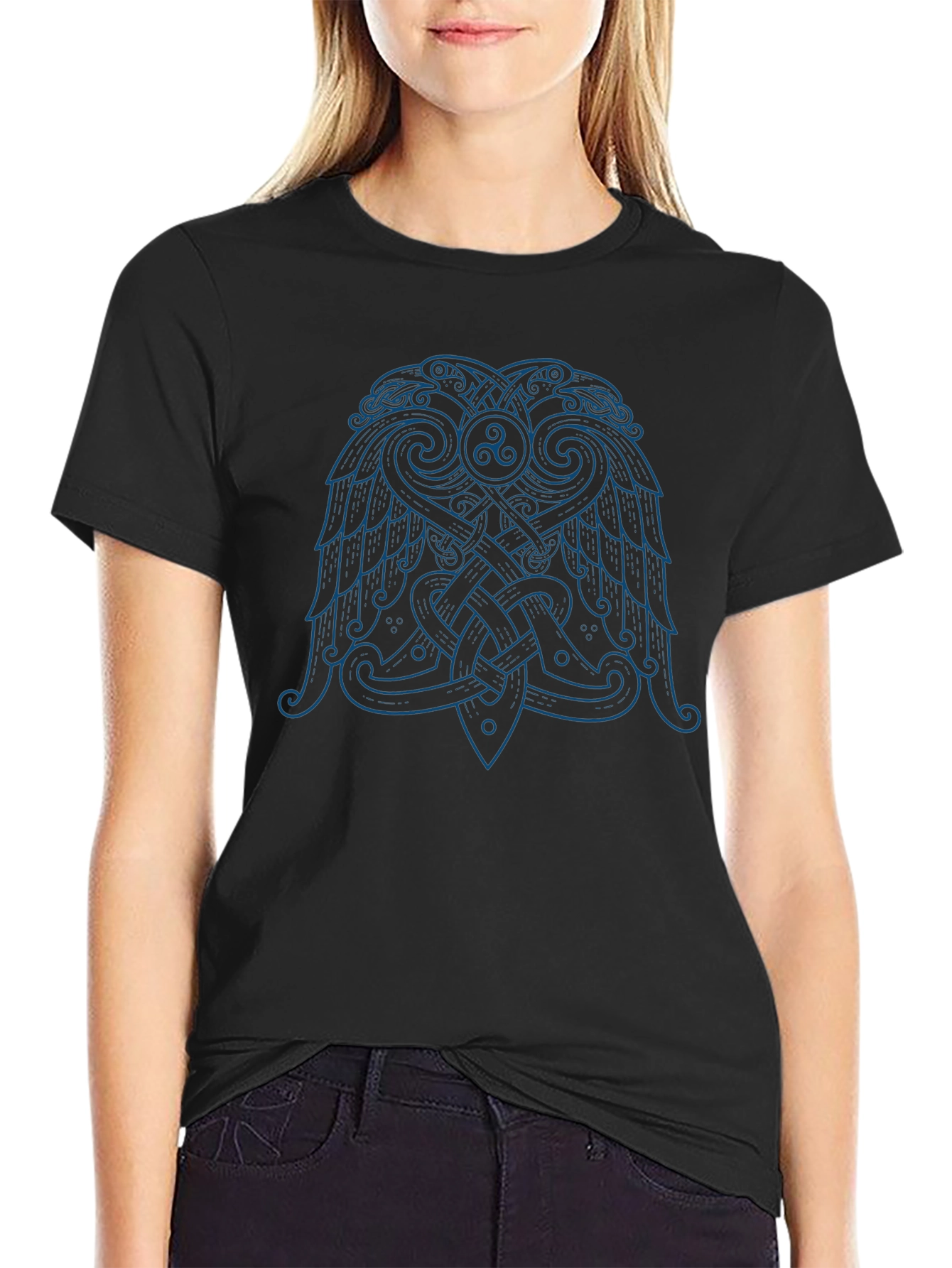 Viking Raven T-Shirt - Celtic Knot Design