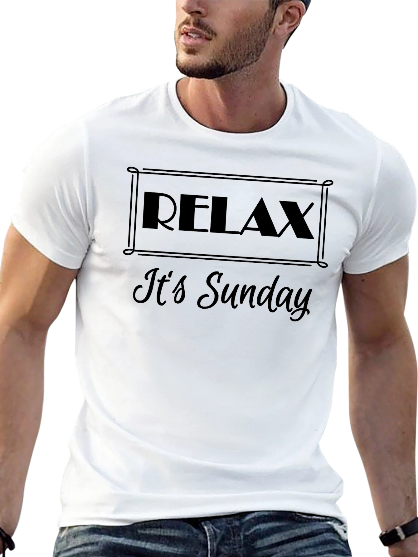 Relax Its Sunday Mens Black T-Shirt