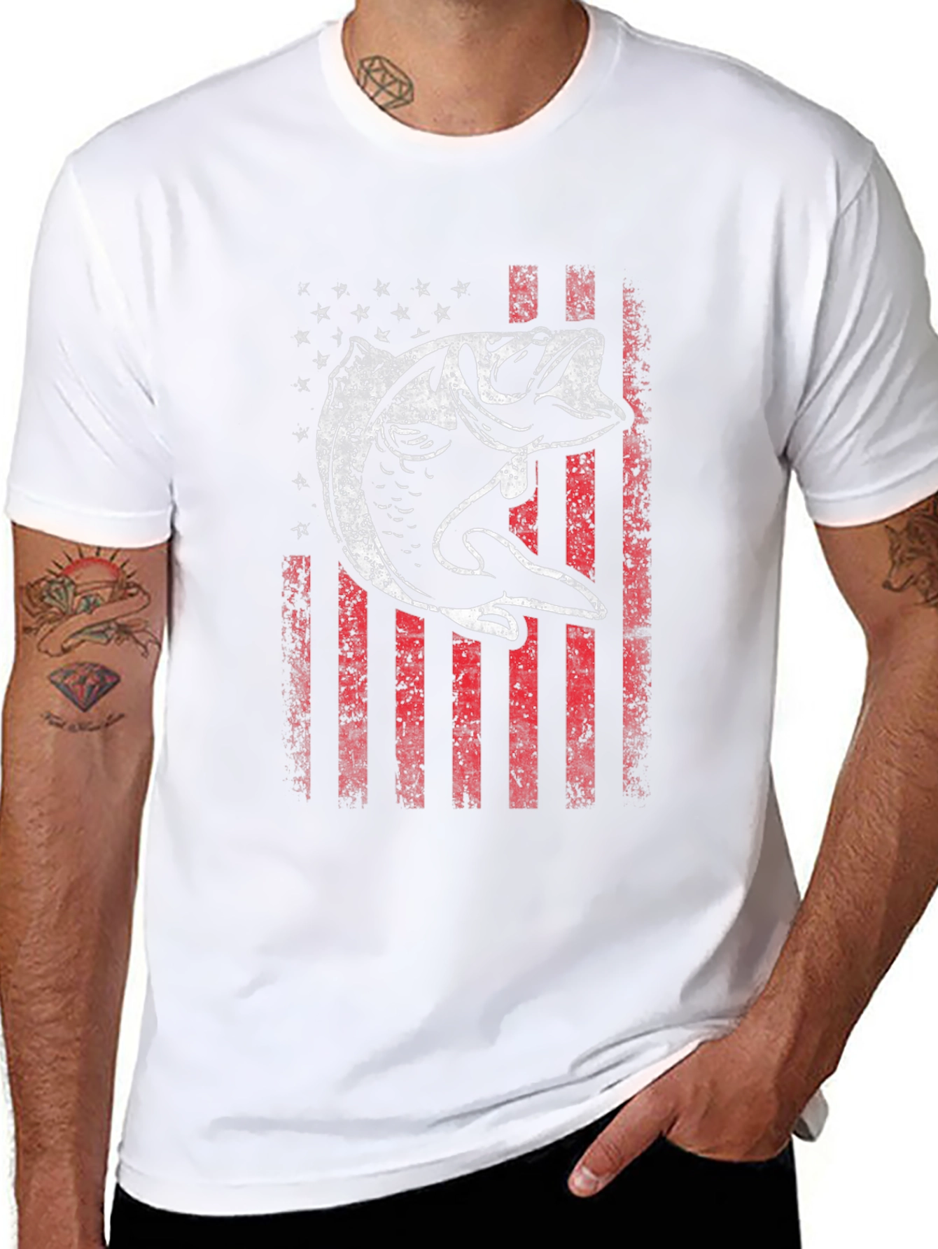 American Flag Bass Graphic T-Shirt