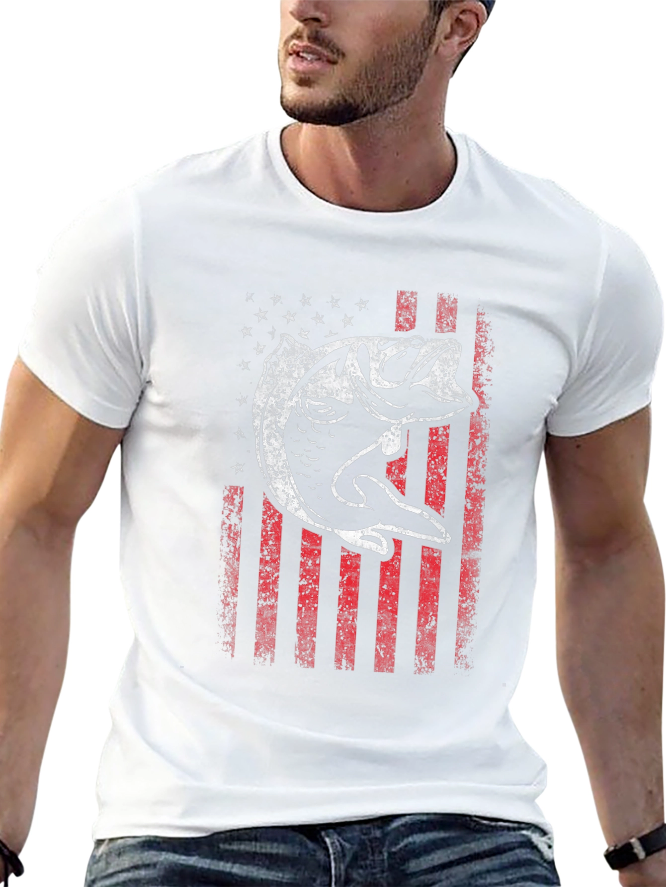 American Flag Bass Graphic T-Shirt