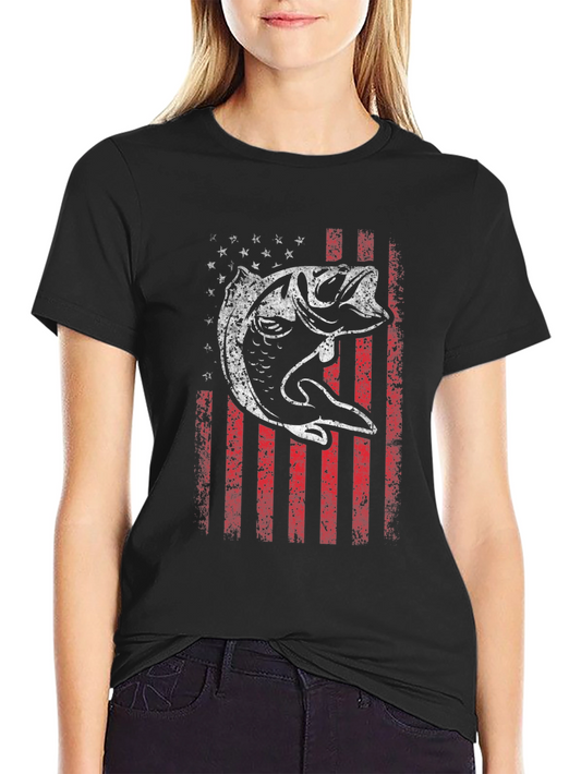 American Flag Bass Graphic T-Shirt