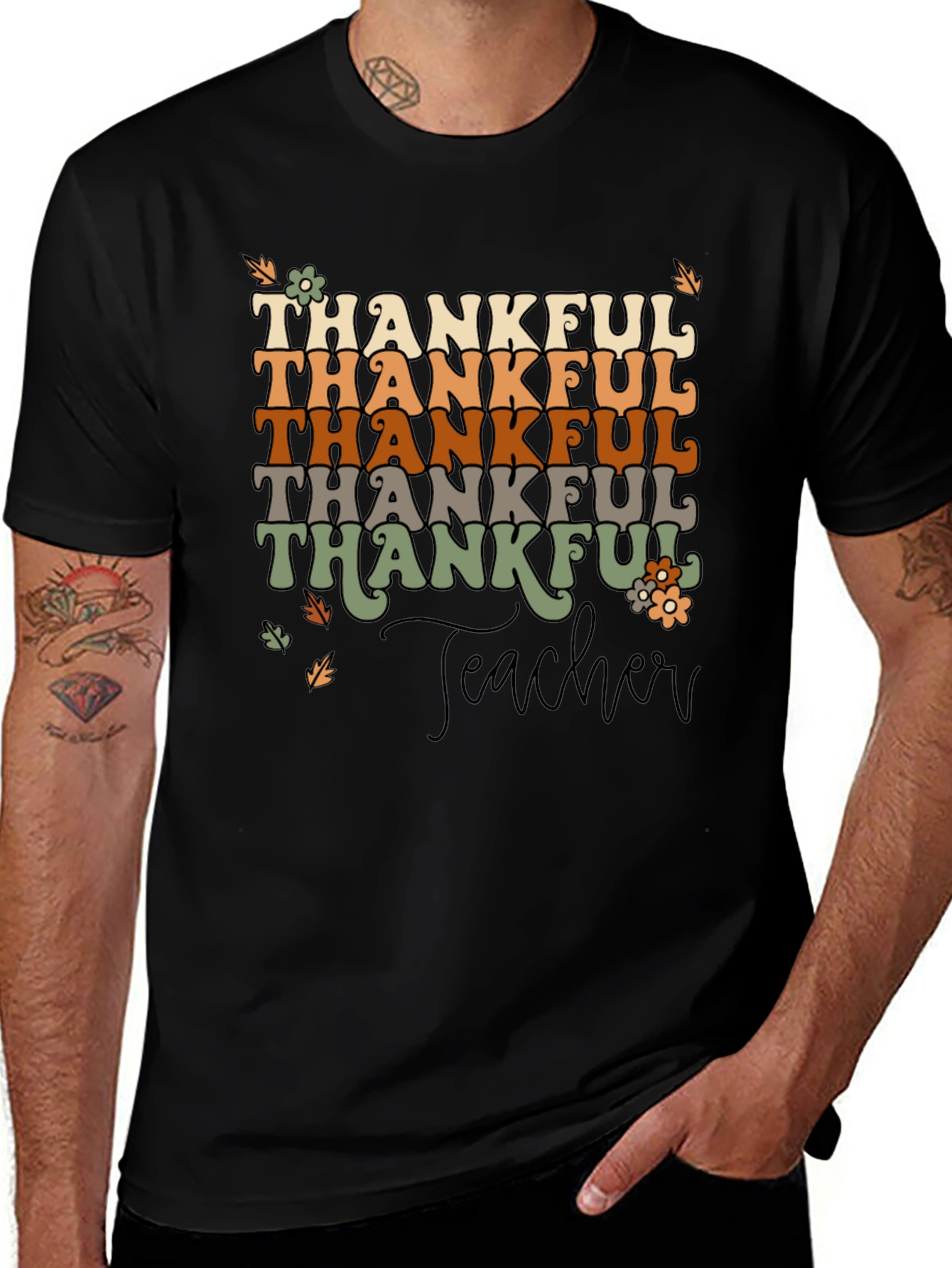 Thankful Teacher T-Shirt - Autumn Style