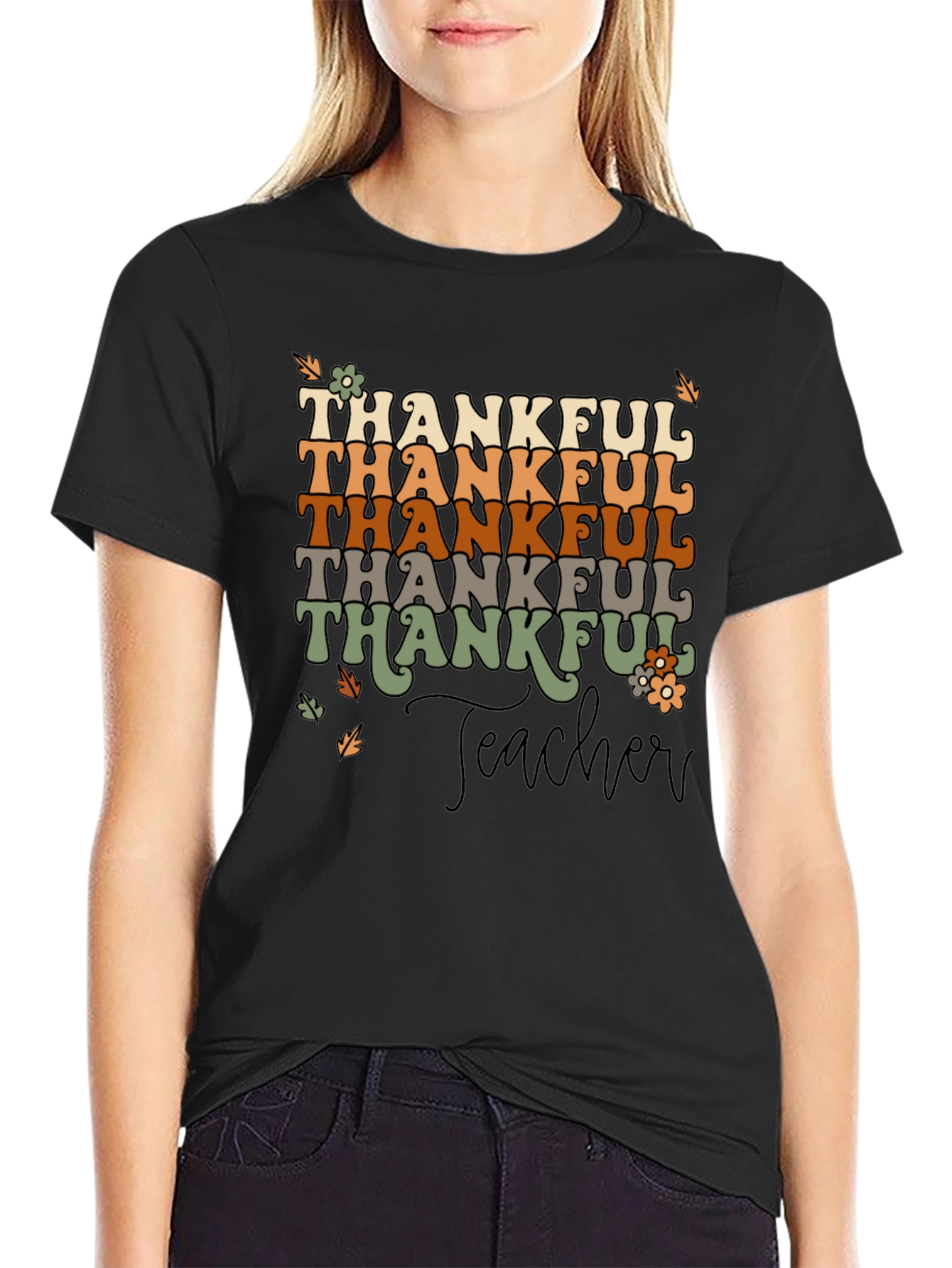 Thankful Teacher T-Shirt - Autumn Style