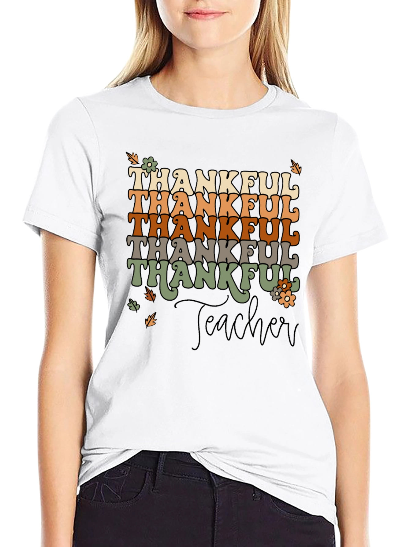 Thankful Teacher T-Shirt - Autumn Style