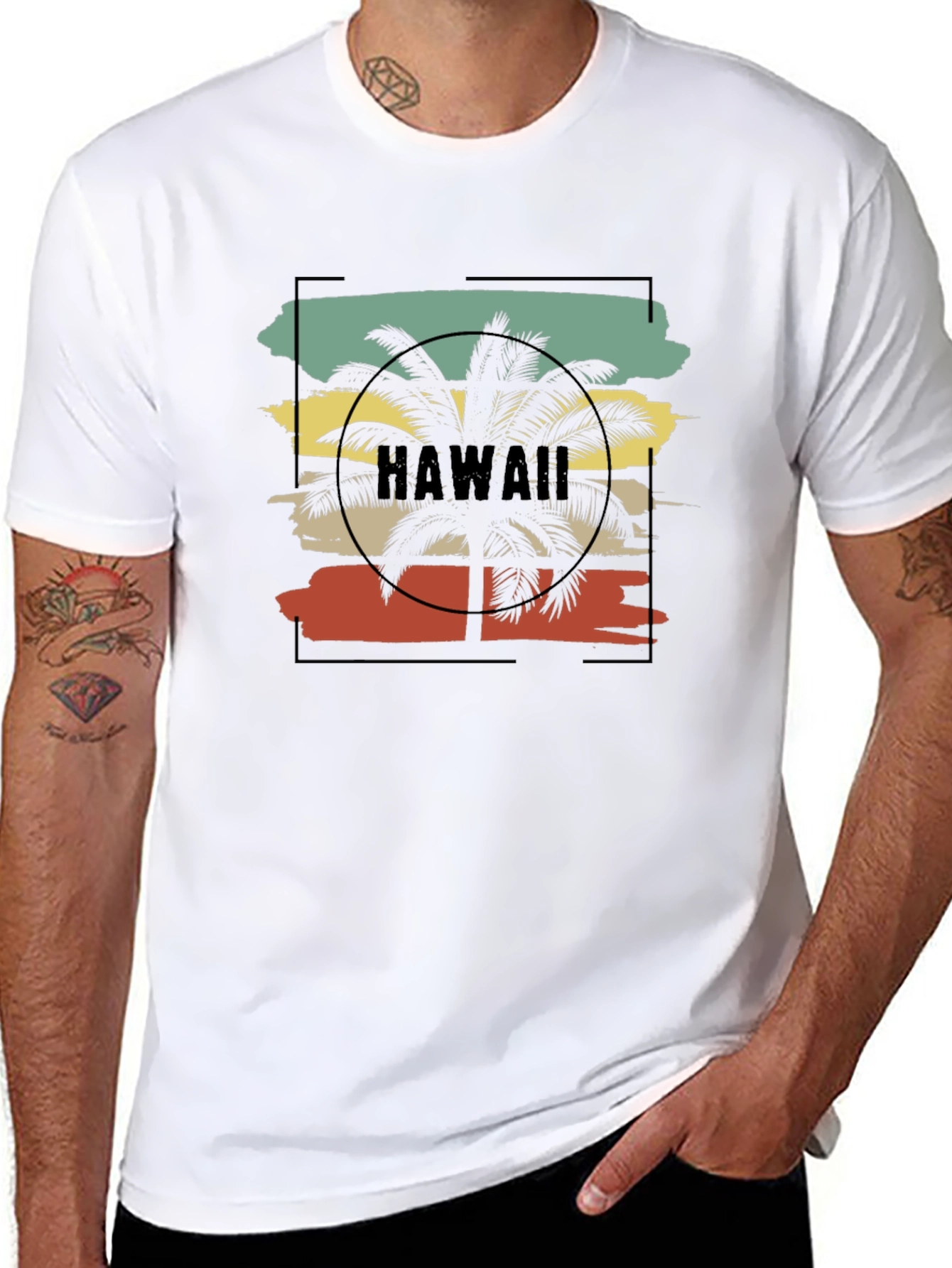 Hawaii Palm Tree Graphic Tee - Retro Beach Vibes