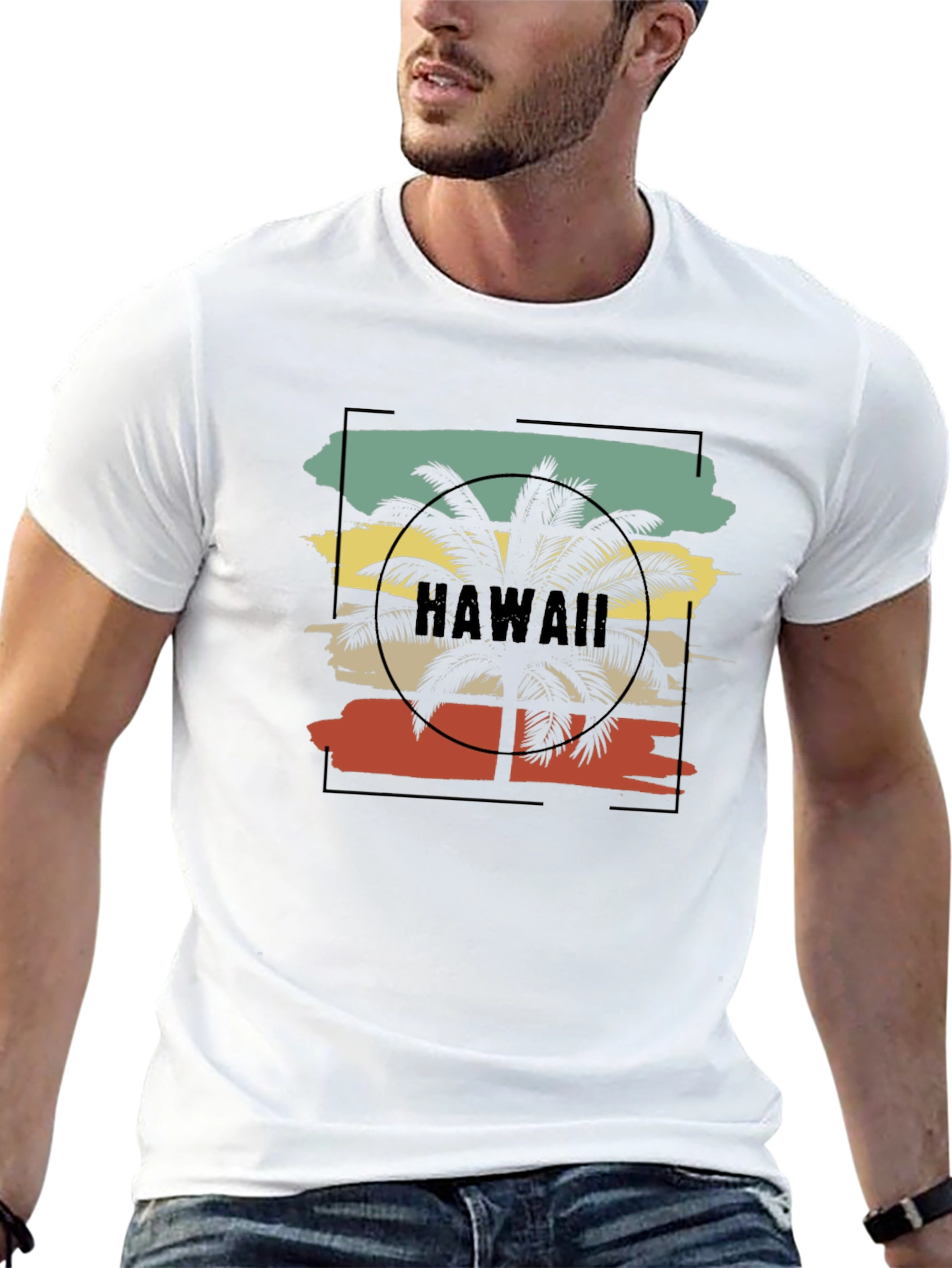 Hawaii Palm Tree Graphic Tee - Retro Beach Vibes