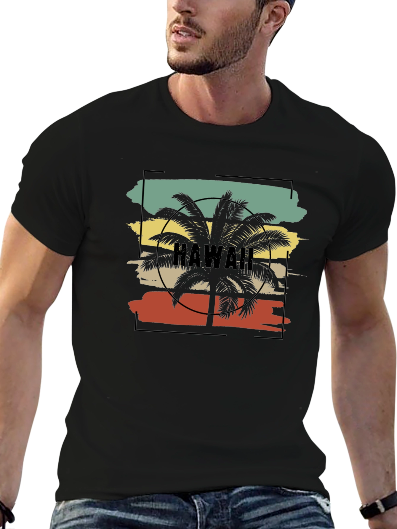 Hawaii Palm Tree Graphic Tee - Retro Beach Vibes