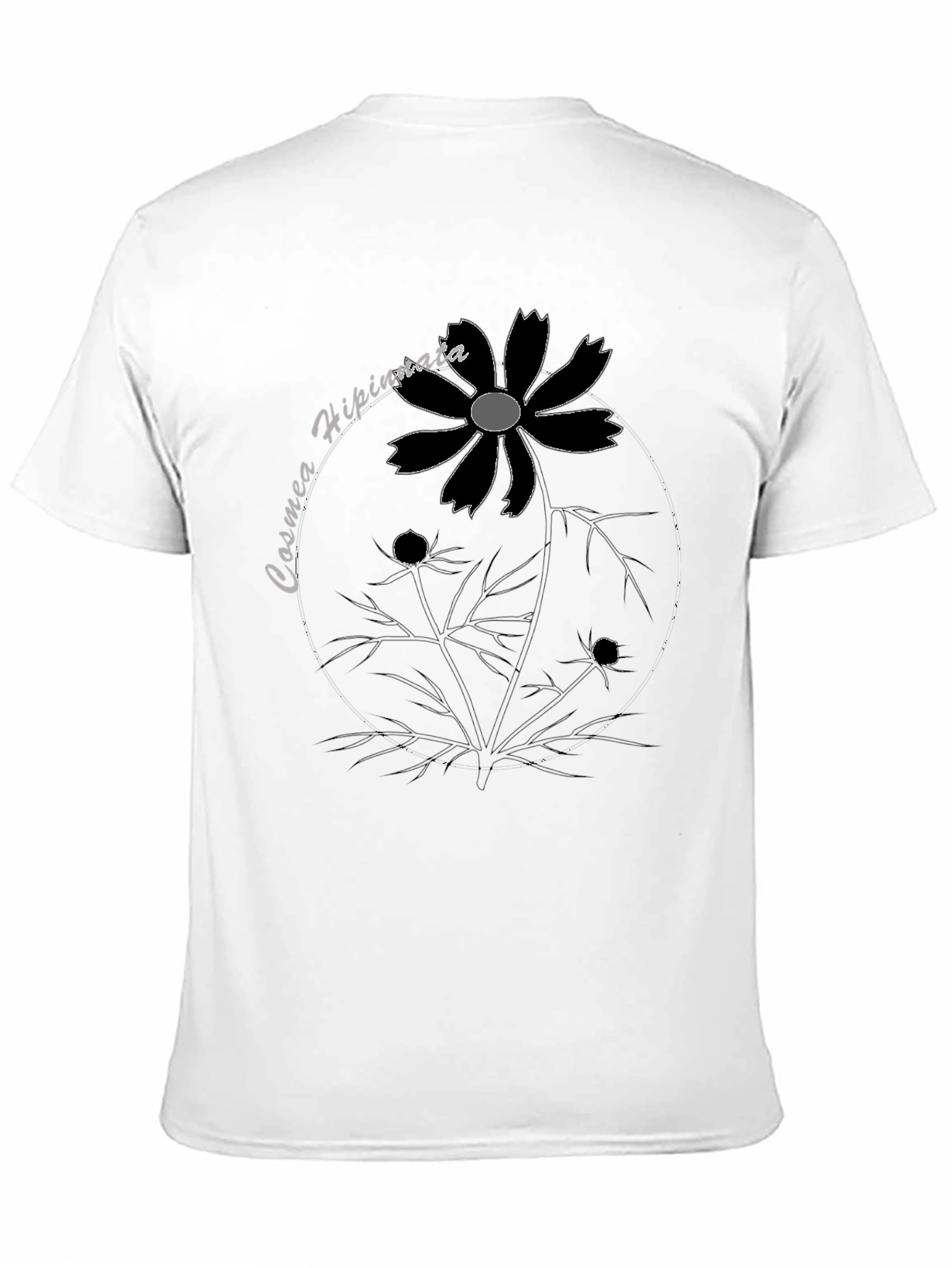 Cosmea Hipinnata Flower Graphic Black T-Shirt