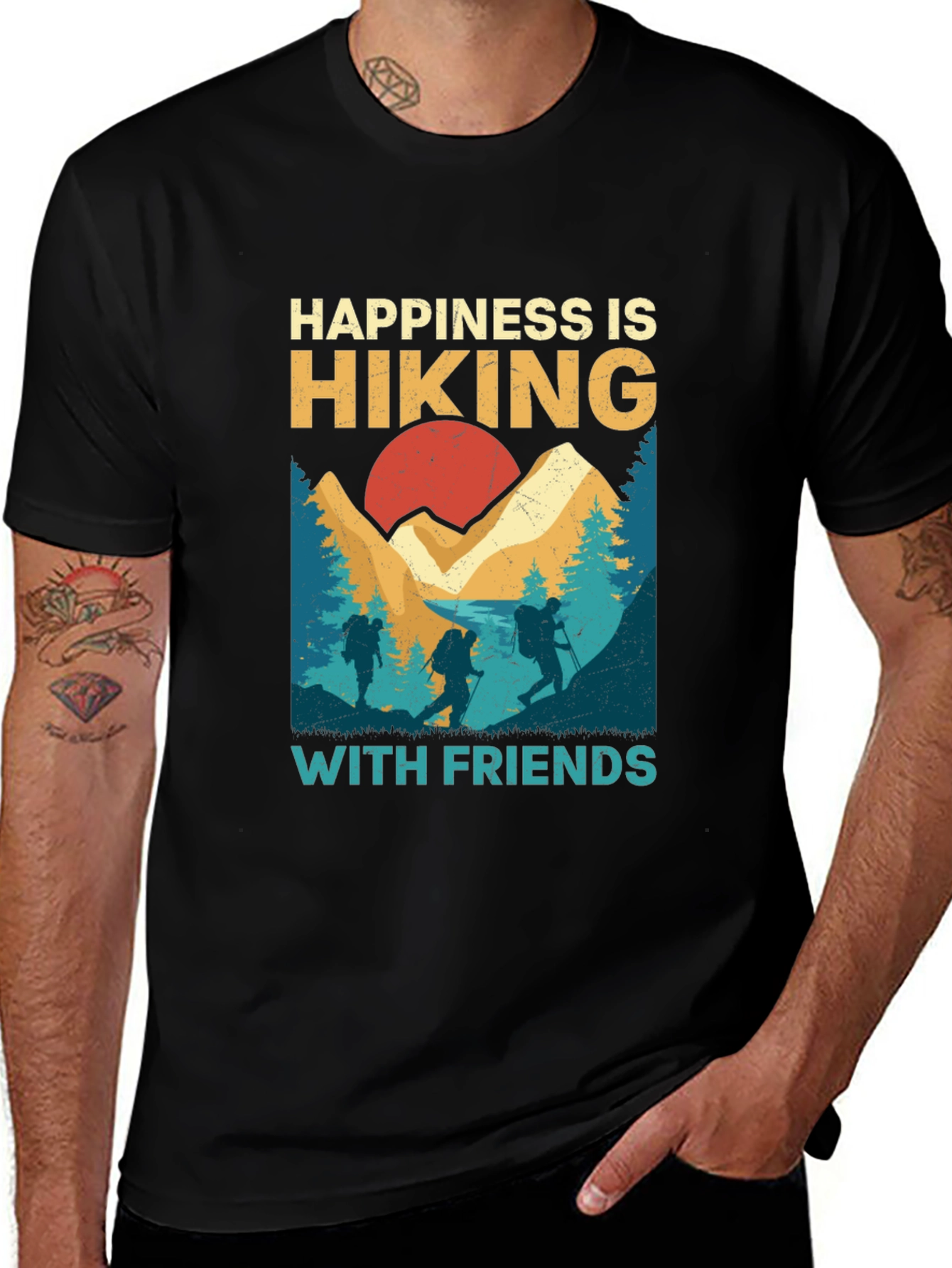Happiness is Hiking with Friends Graphic Tee