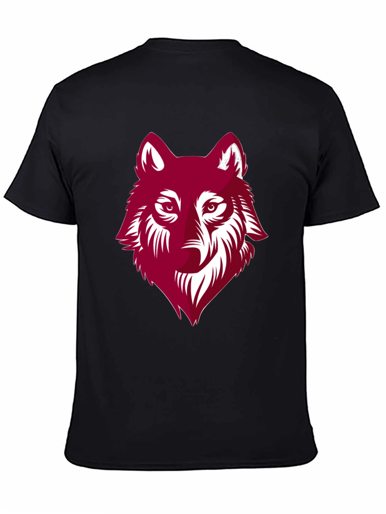 Maroon Wolf Graphic Black T-Shirt
