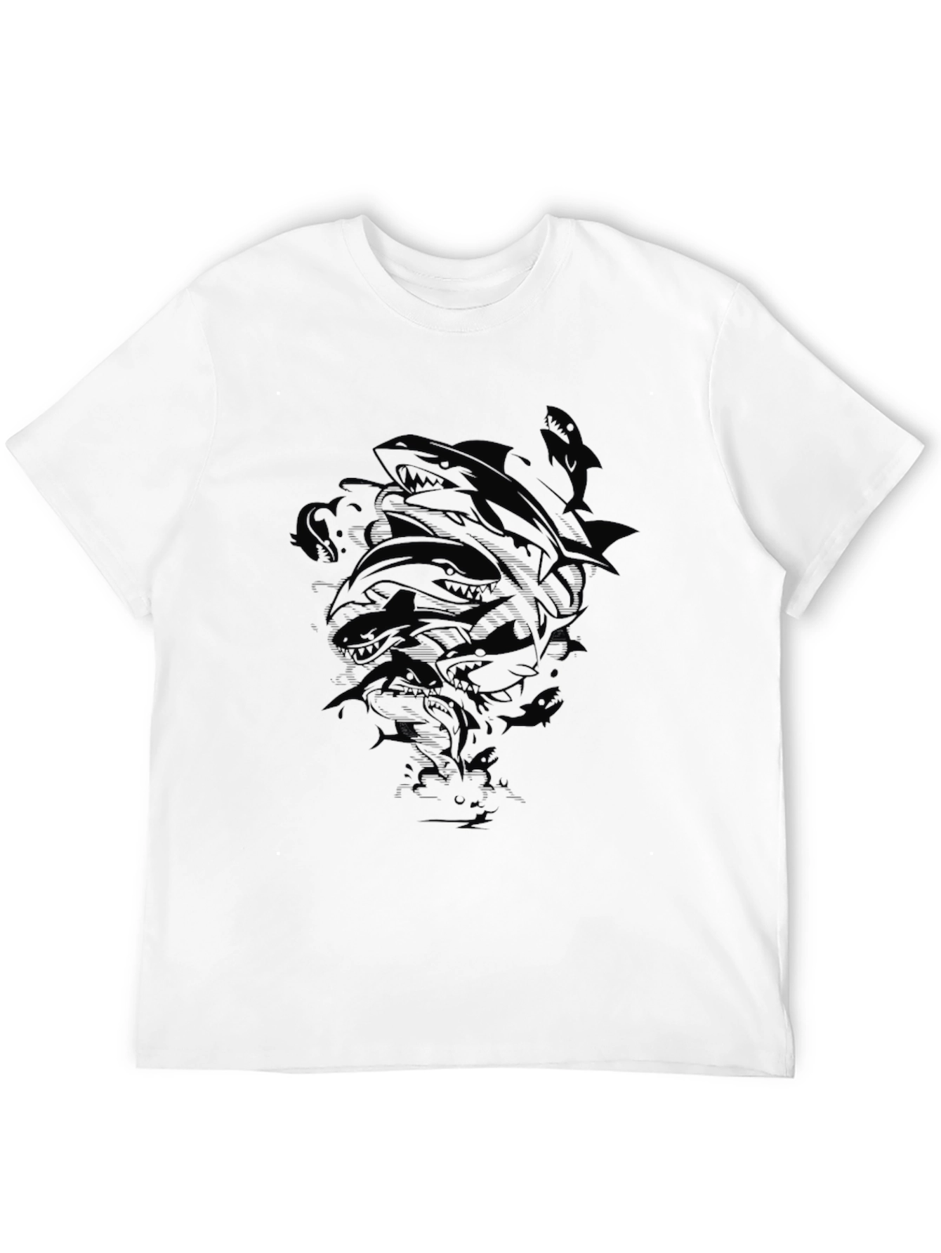 Mens Black Shark Graphic Print T-Shirt