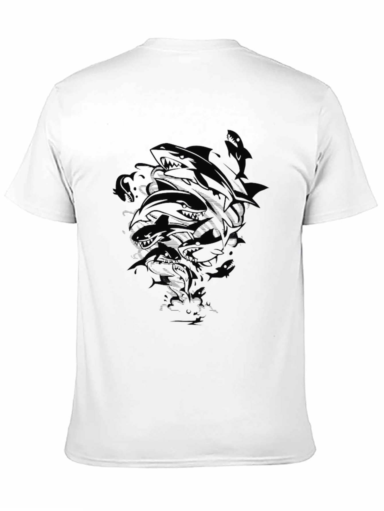 Mens Black Shark Graphic Print T-Shirt