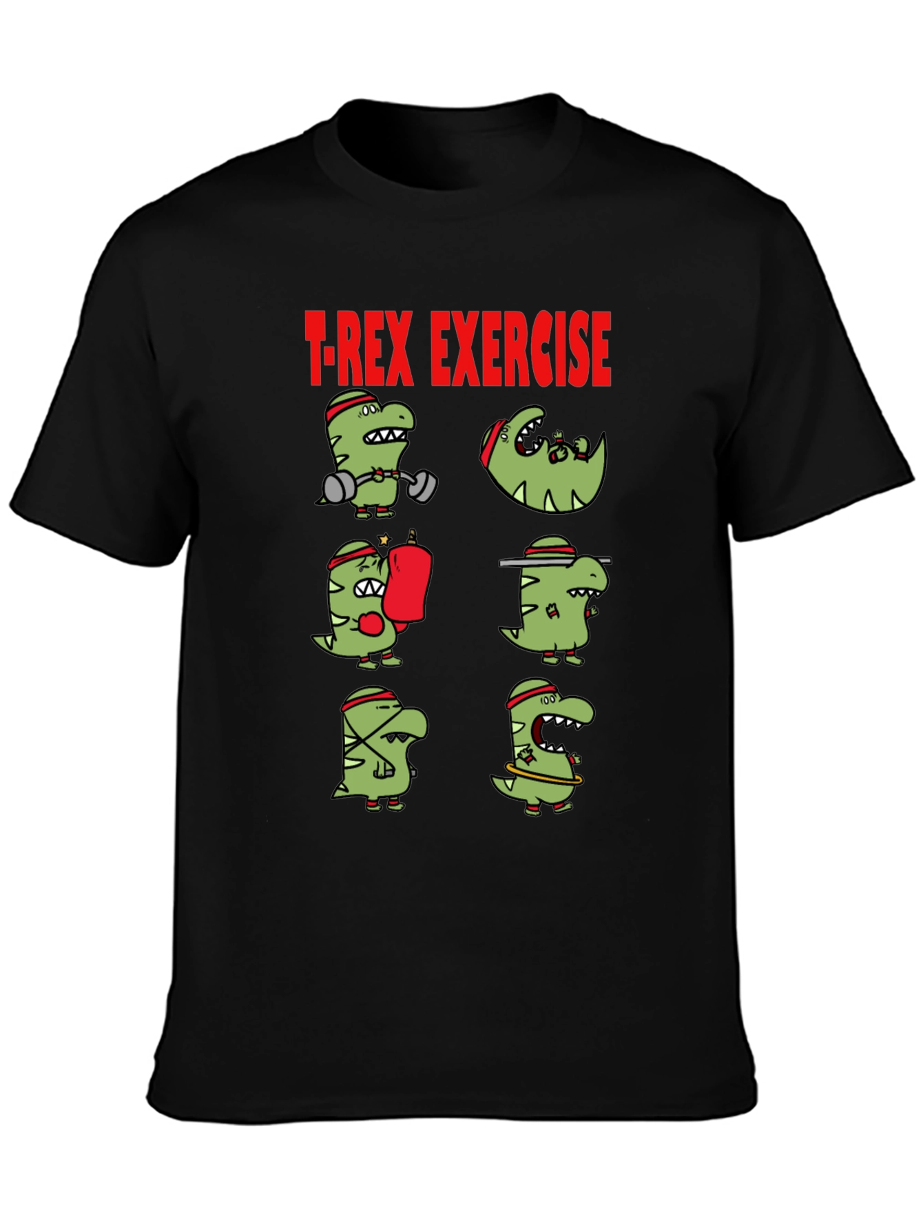 T-Rex Exercise Graphic Tee - Dino Workout Shirt