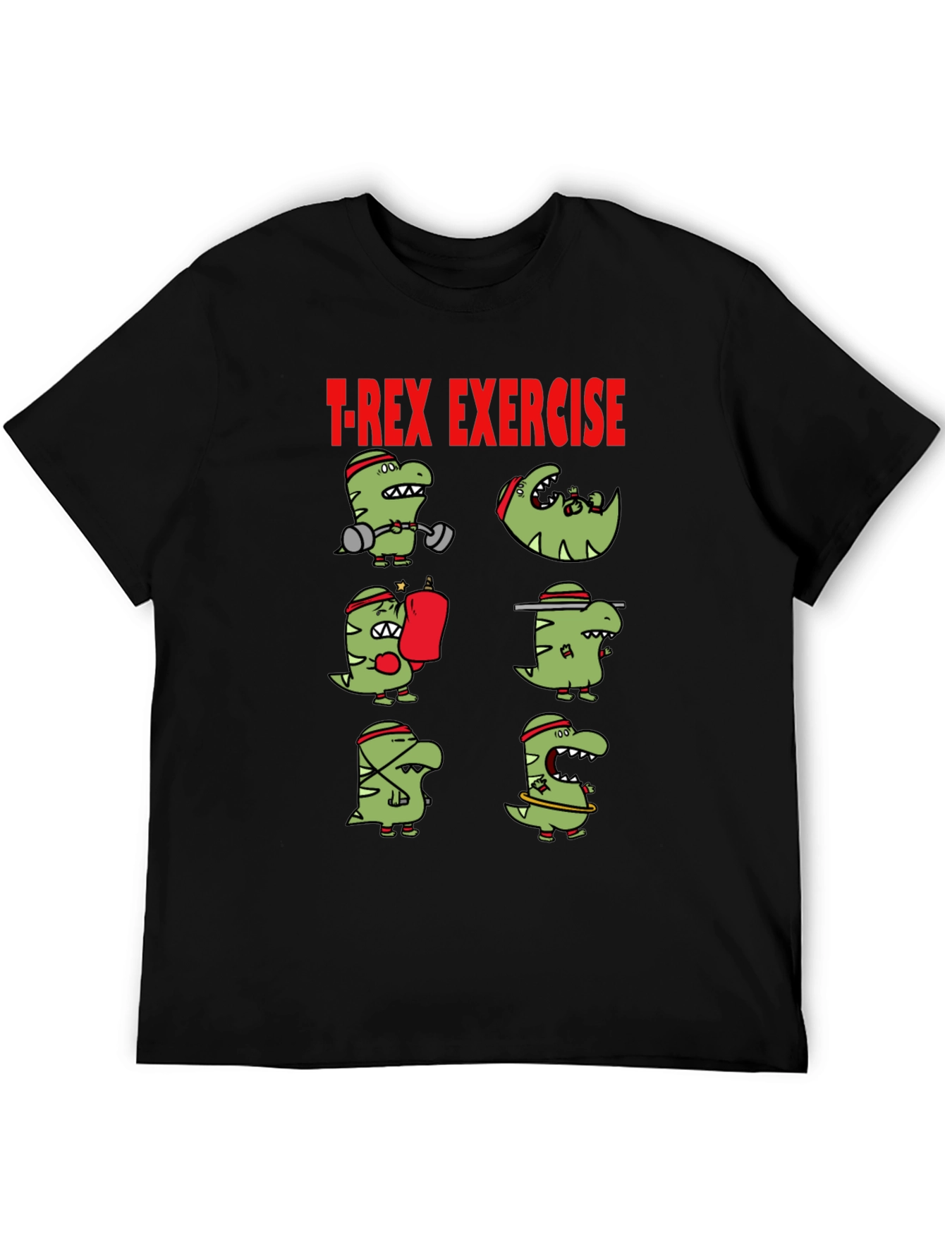 T-Rex Exercise Graphic Tee - Dino Workout Shirt