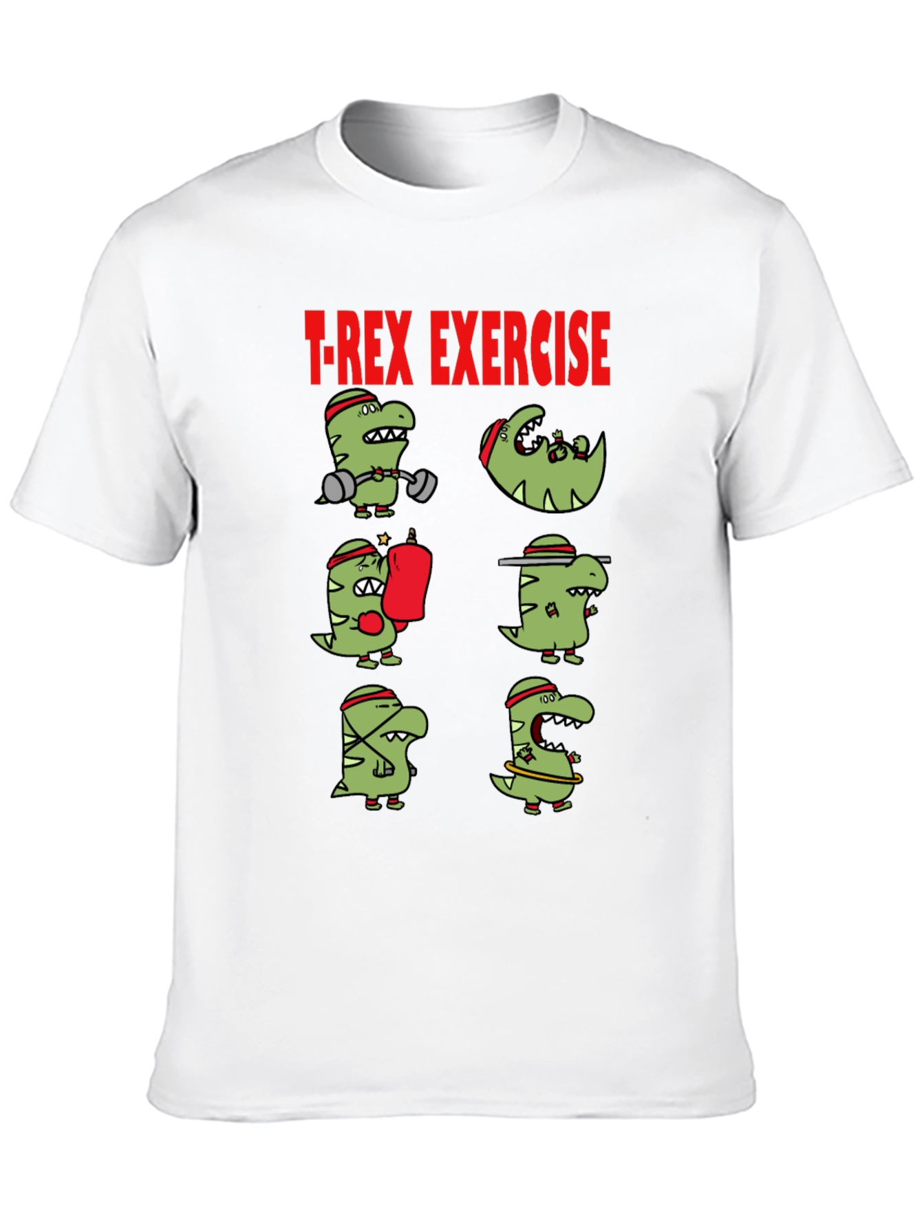 T-Rex Exercise Graphic Tee - Dino Workout Shirt