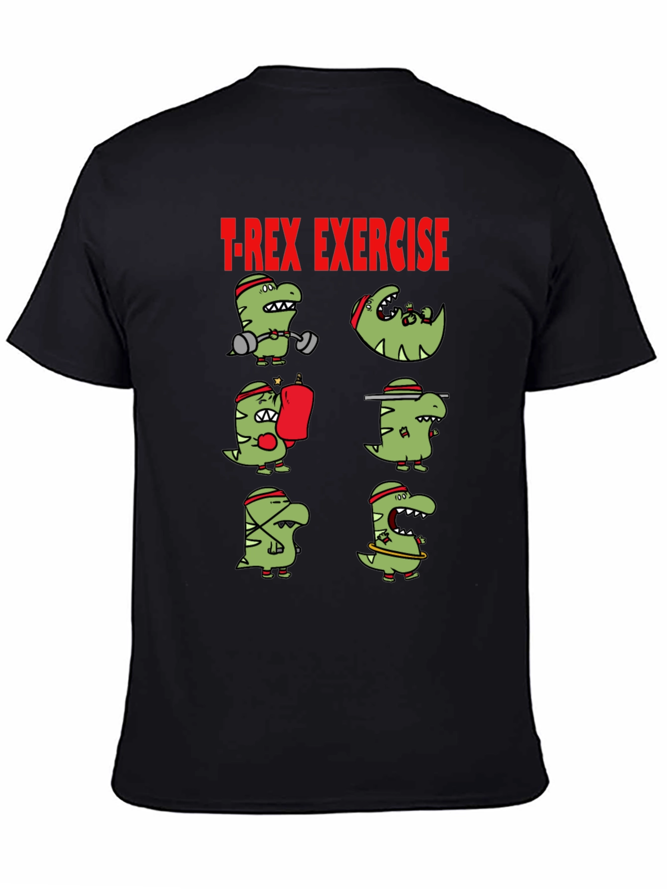 T-Rex Exercise Graphic Tee - Dino Workout Shirt