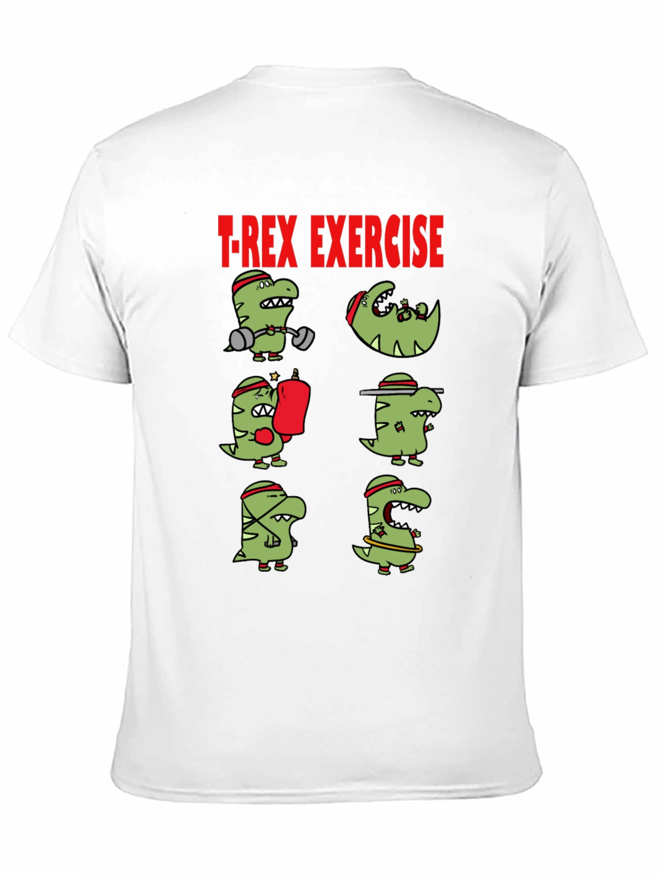 T-Rex Exercise Graphic Tee - Dino Workout Shirt