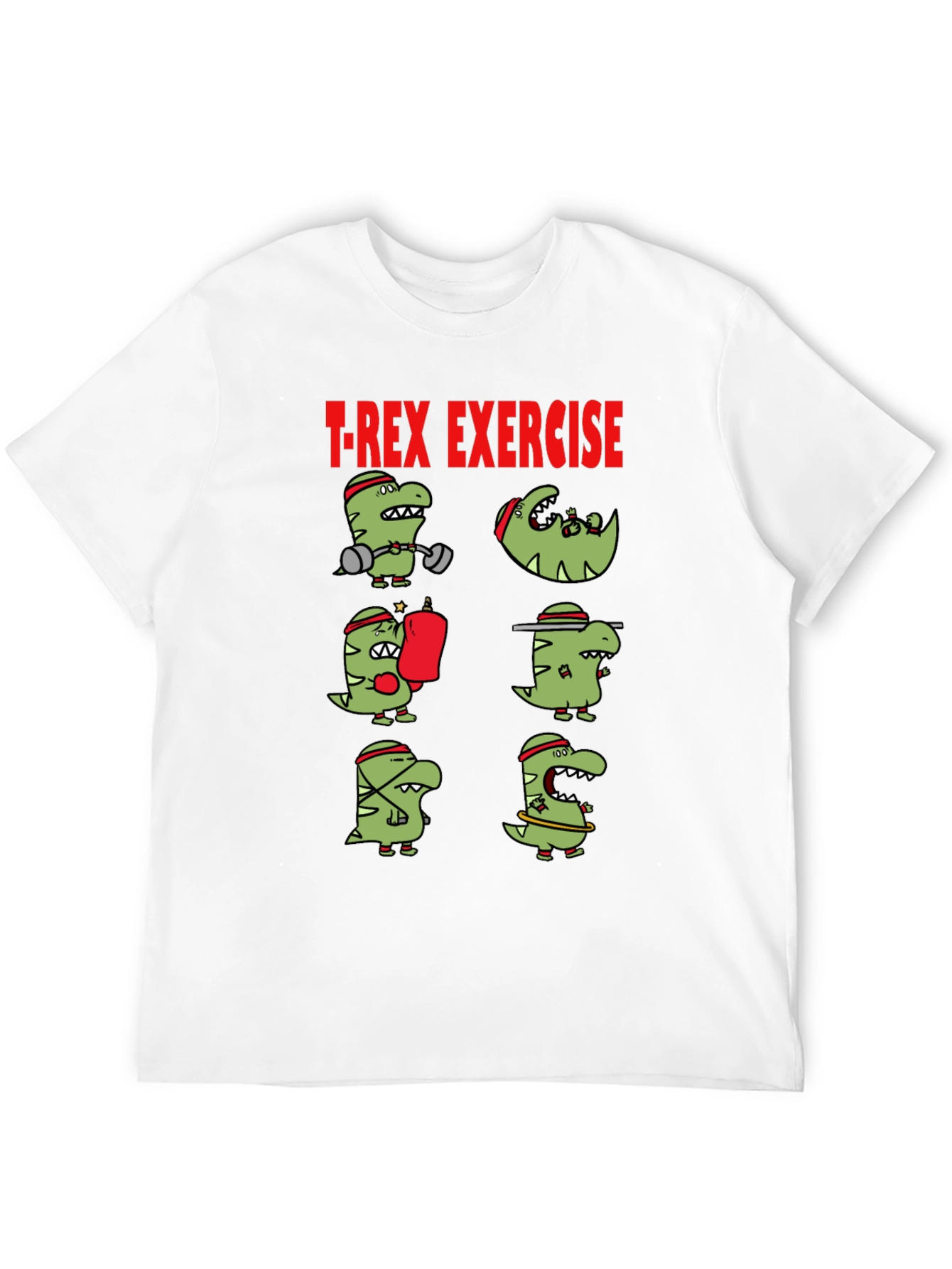 T-Rex Exercise Graphic Tee - Dino Workout Shirt