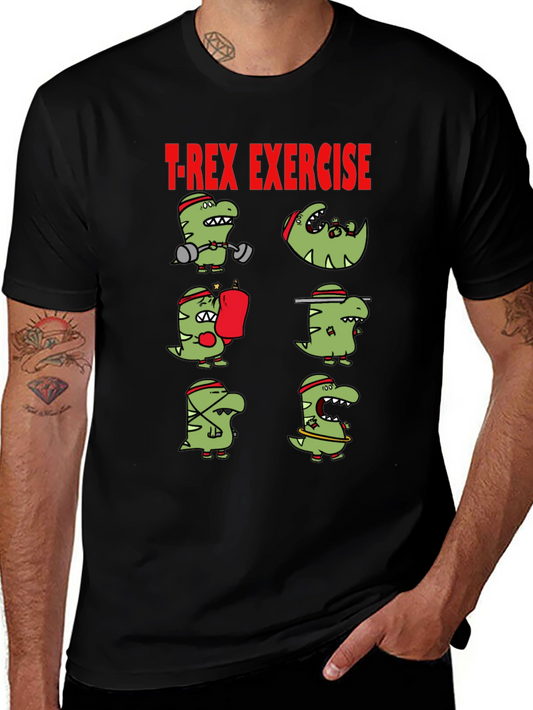 T-Rex Exercise Graphic Tee - Dino Workout Shirt