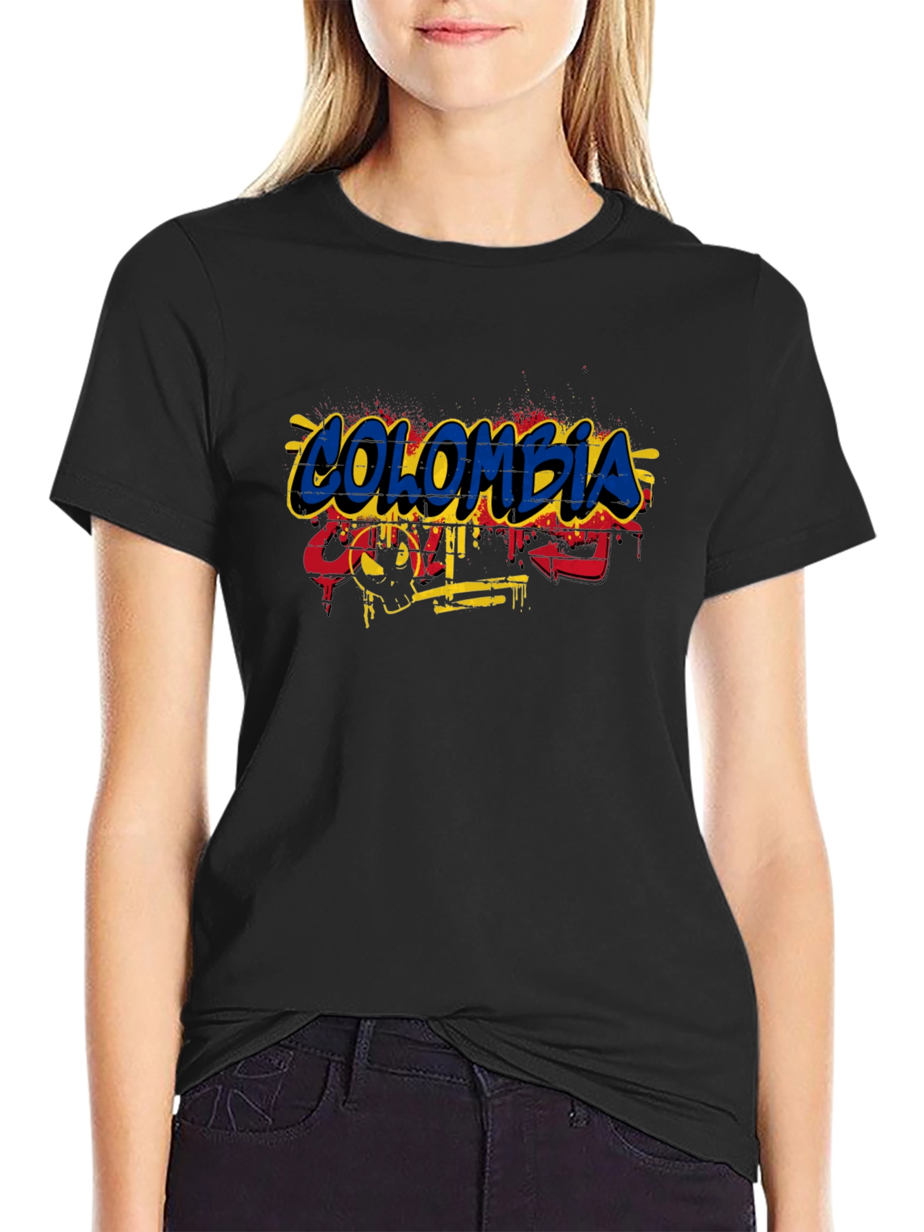 Colombia Flag Graffiti Style Mens T-Shirt