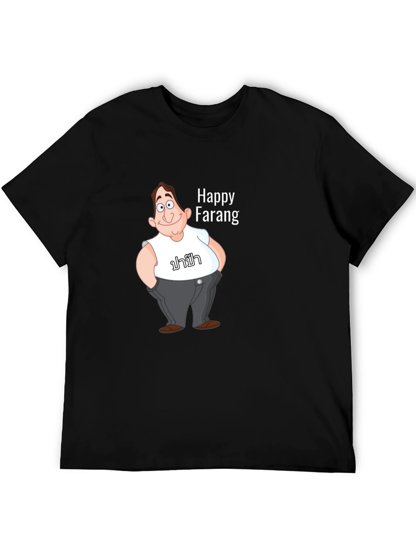 Happy Farang Graphic T-Shirt - Black Cotton Blend