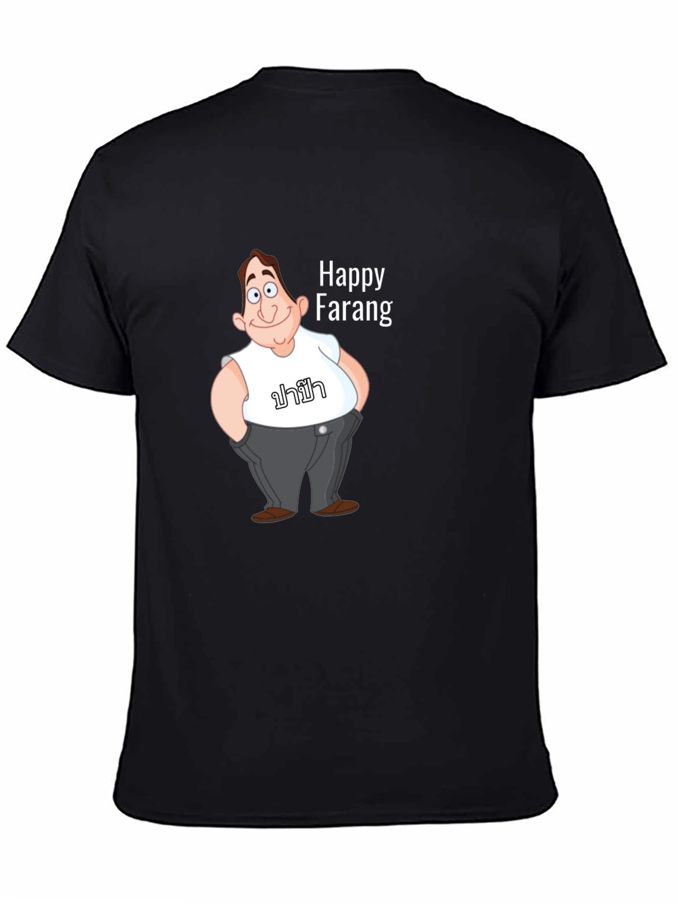 Happy Farang Graphic T-Shirt - Black Cotton Blend