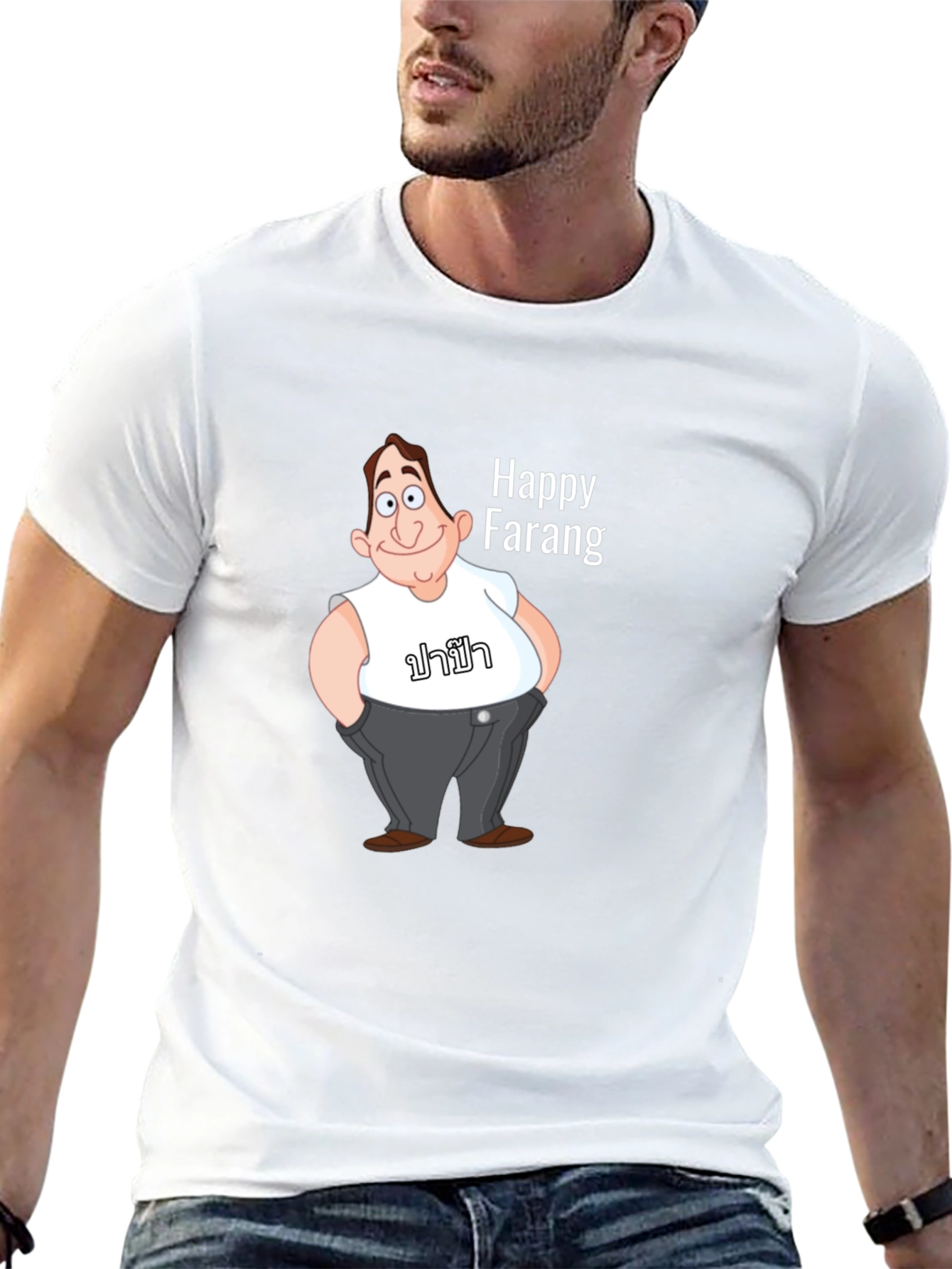 Happy Farang Graphic T-Shirt - Black Cotton Blend