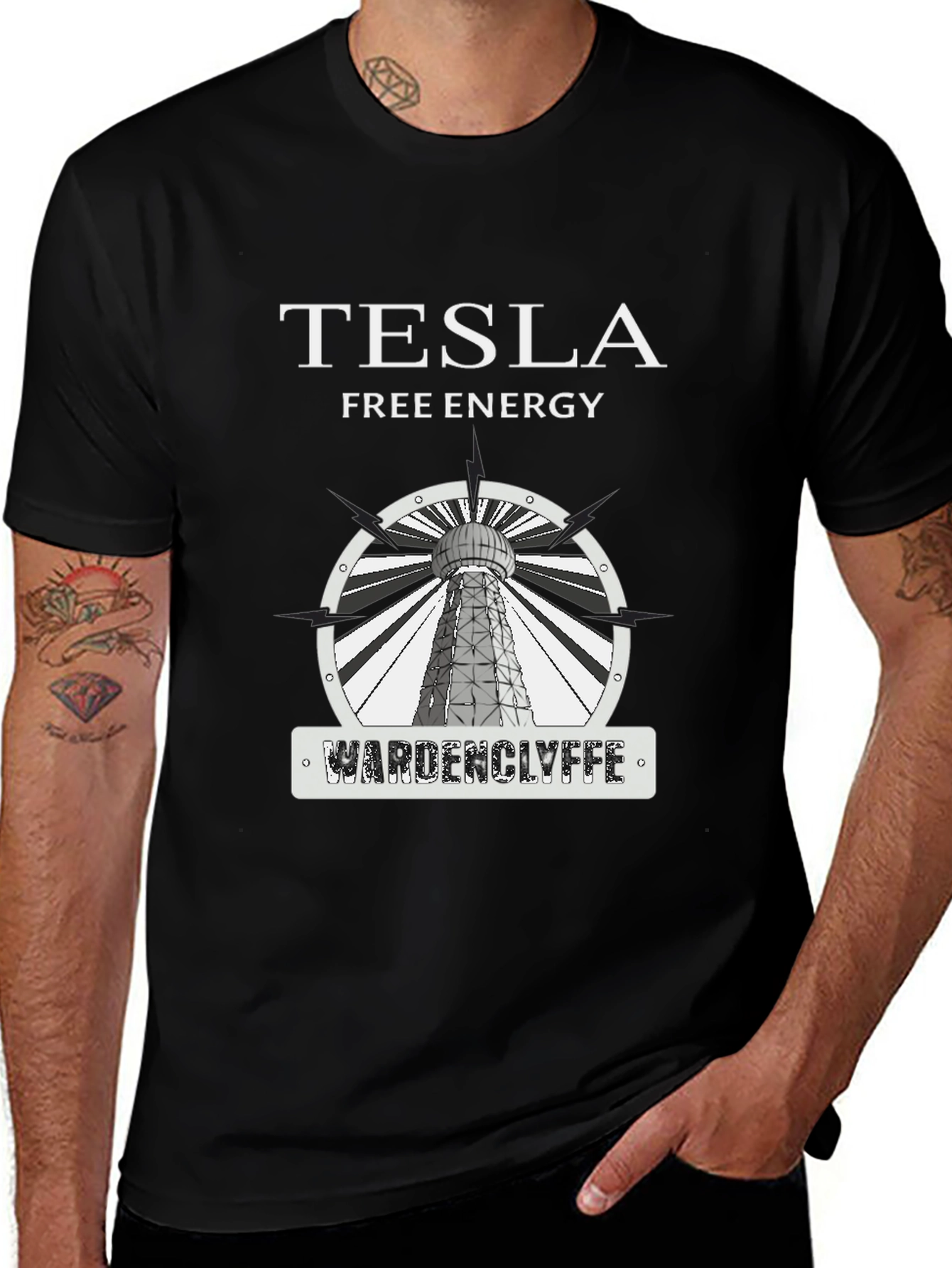 Tesla Free Energy Wardenclyffe T-Shirt - Black