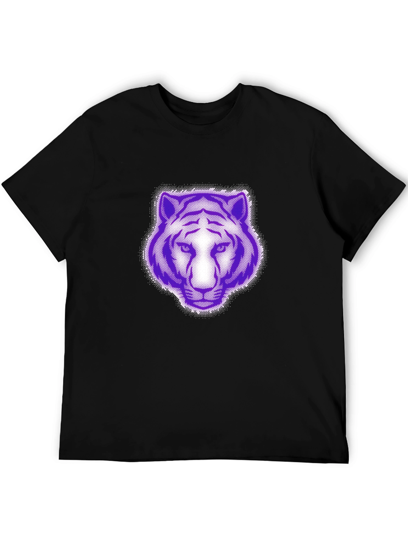 Purple Tiger Graphic Black T-Shirt