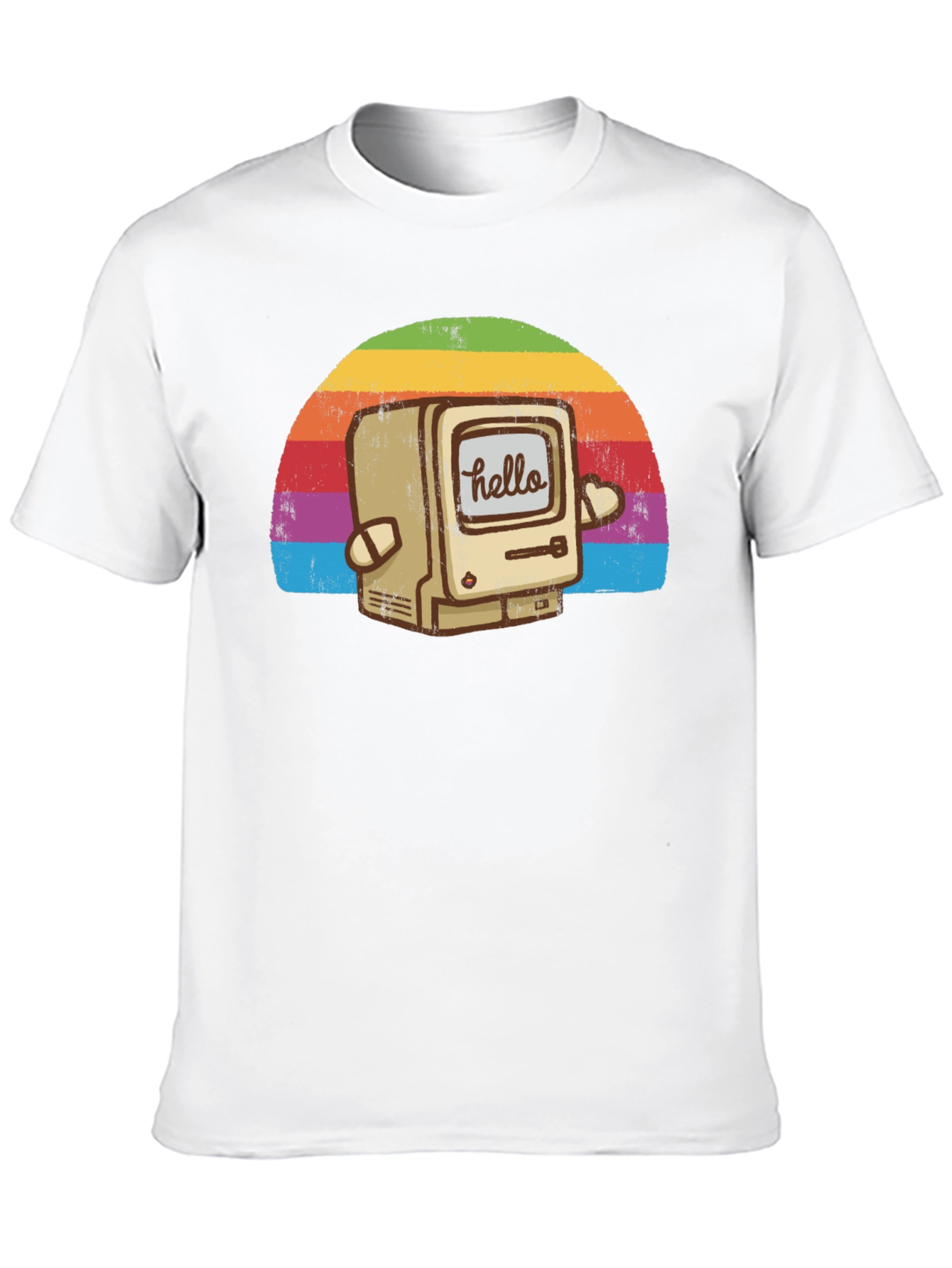 Retro Computer Rainbow T-Shirt - Hello Graphic Tee