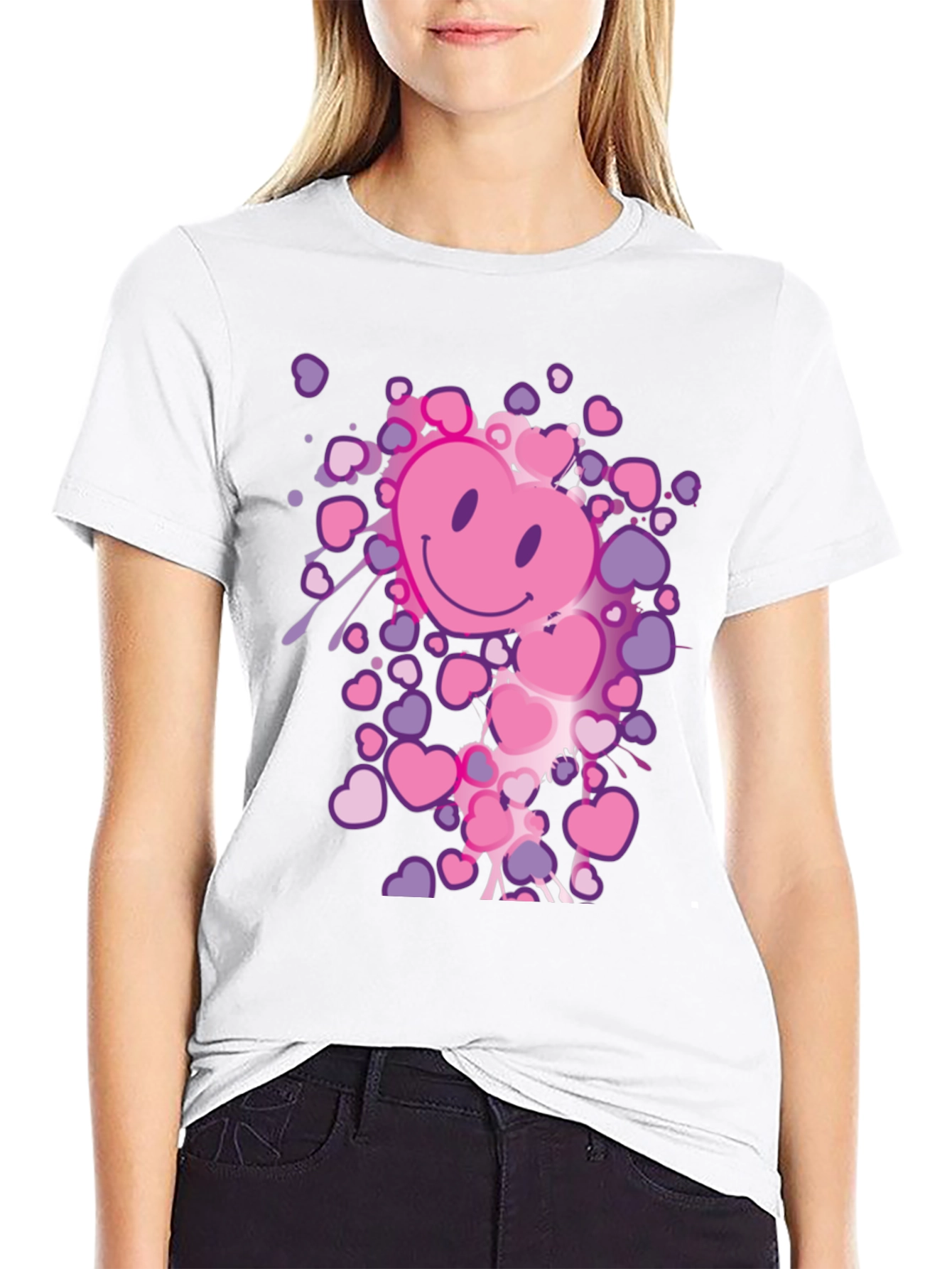 Heart Smiley Face Graphic Tee