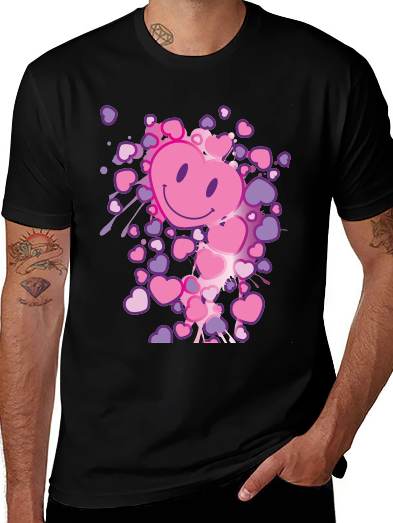 Heart Smiley Face Graphic Tee