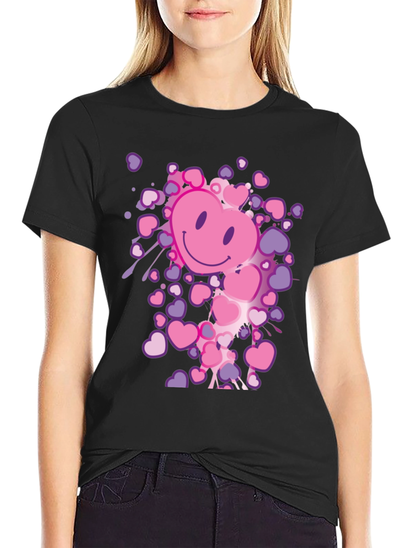Heart Smiley Face Graphic Tee