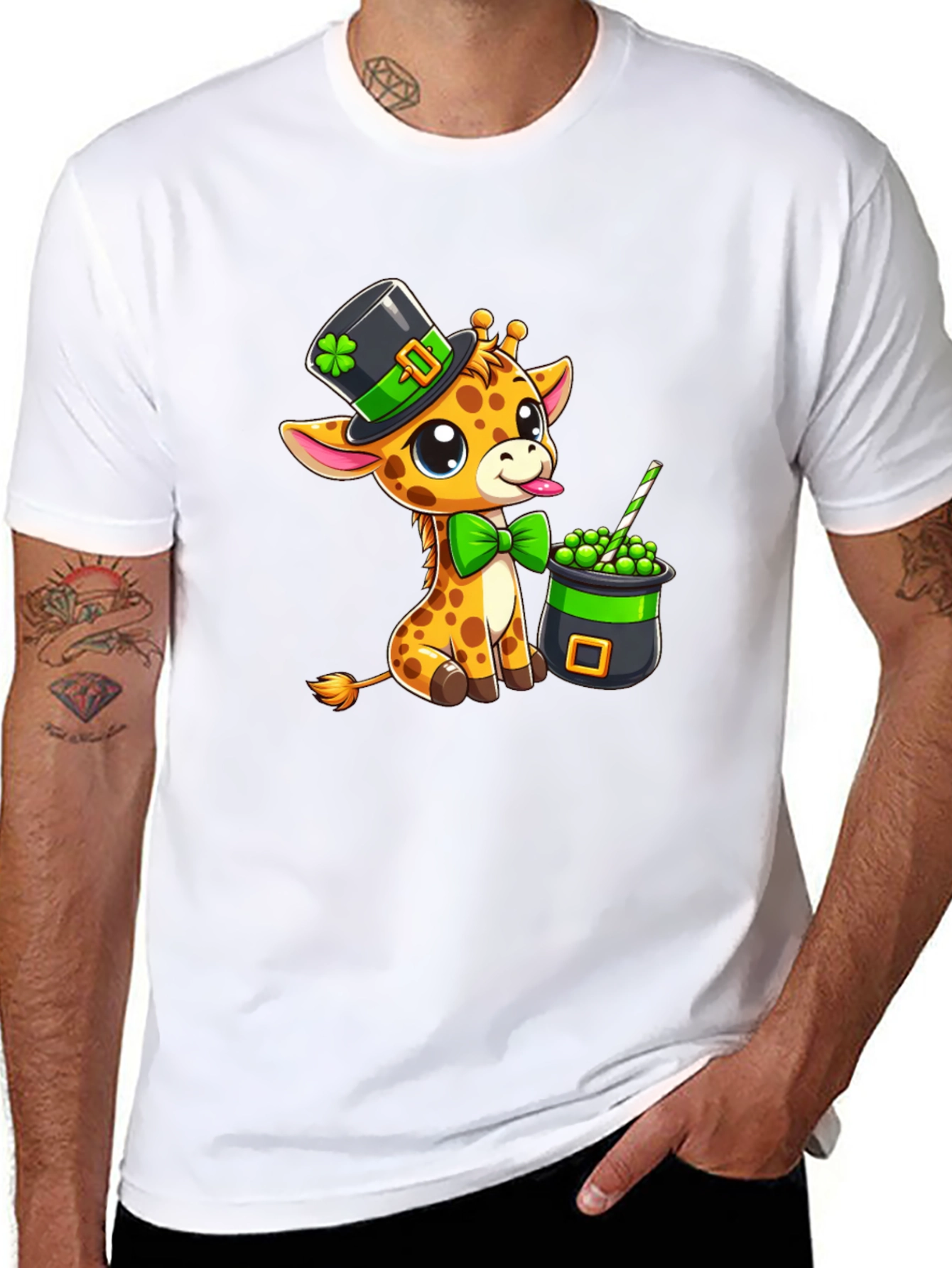 St. Patricks Giraffe T-Shirt - Cute & Festive