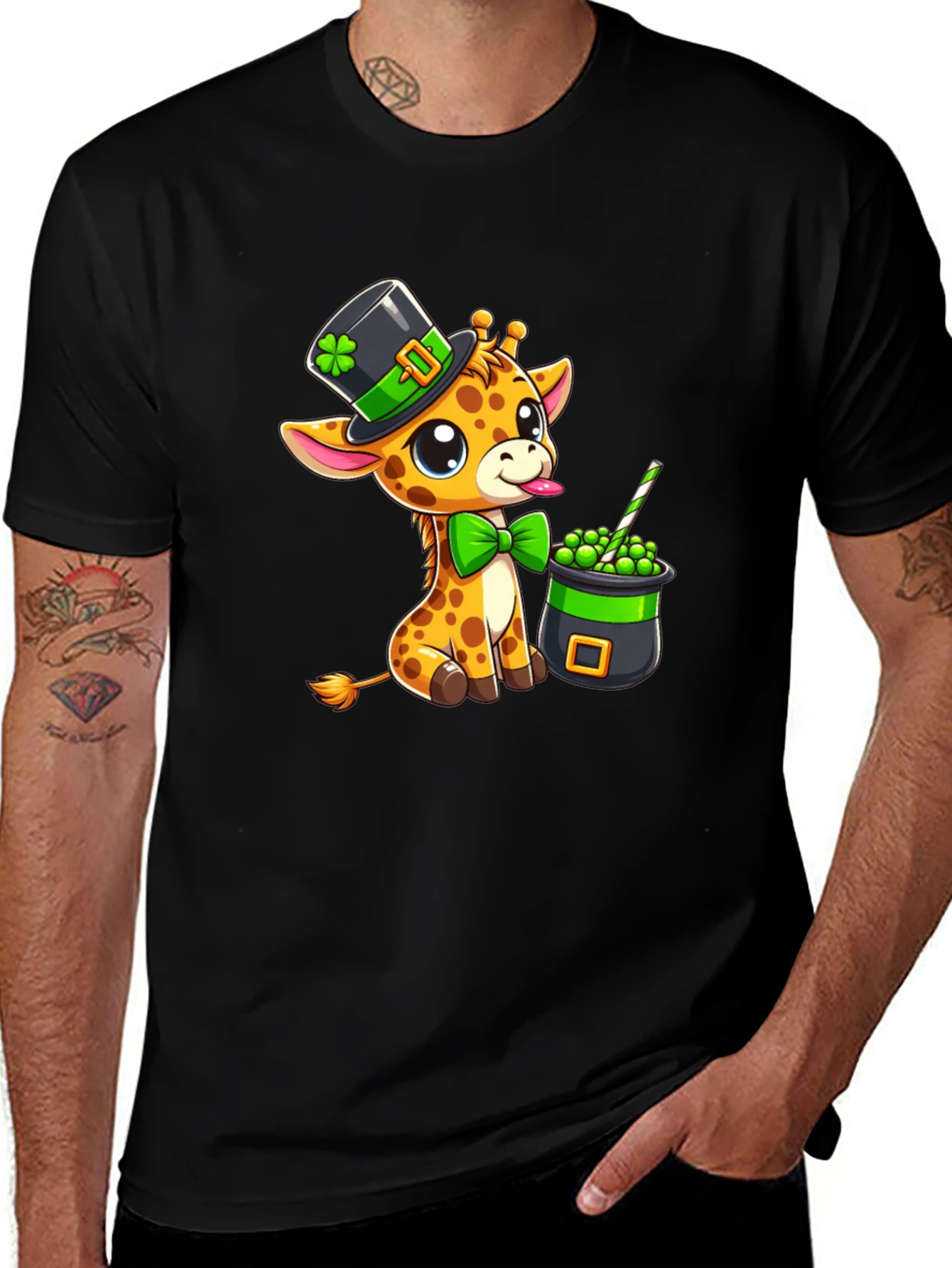 St. Patricks Giraffe T-Shirt - Cute & Festive