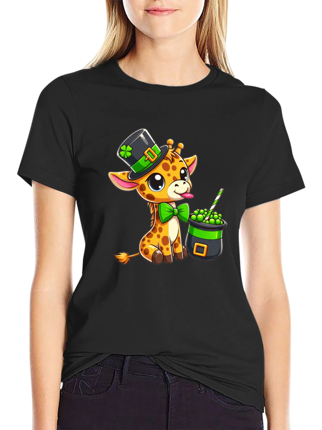 St. Patricks Giraffe T-Shirt - Cute & Festive