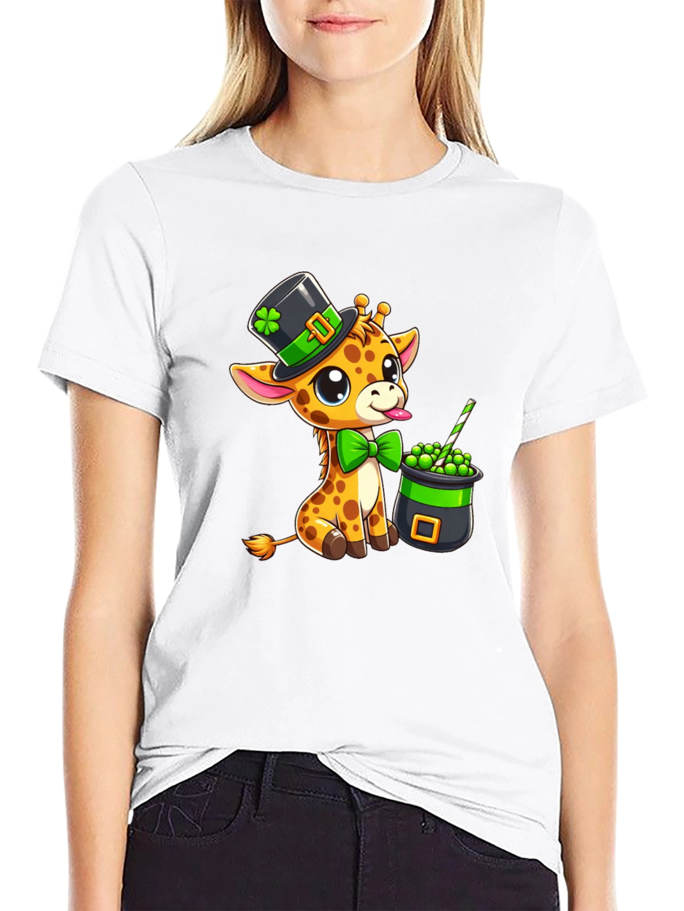 St. Patricks Giraffe T-Shirt - Cute & Festive