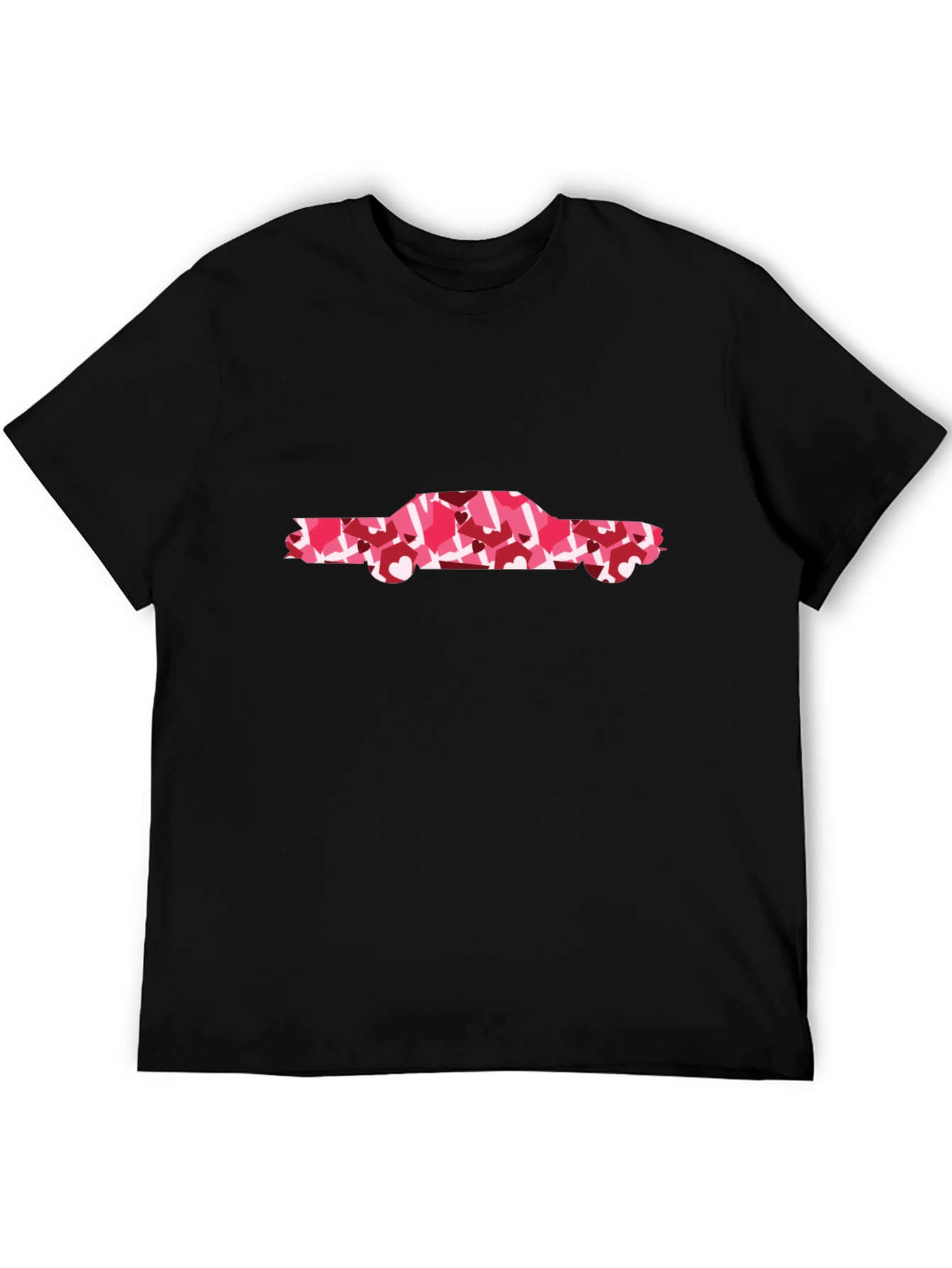 Heart Camo Car Graphic T-Shirt - Stylish Black Tee