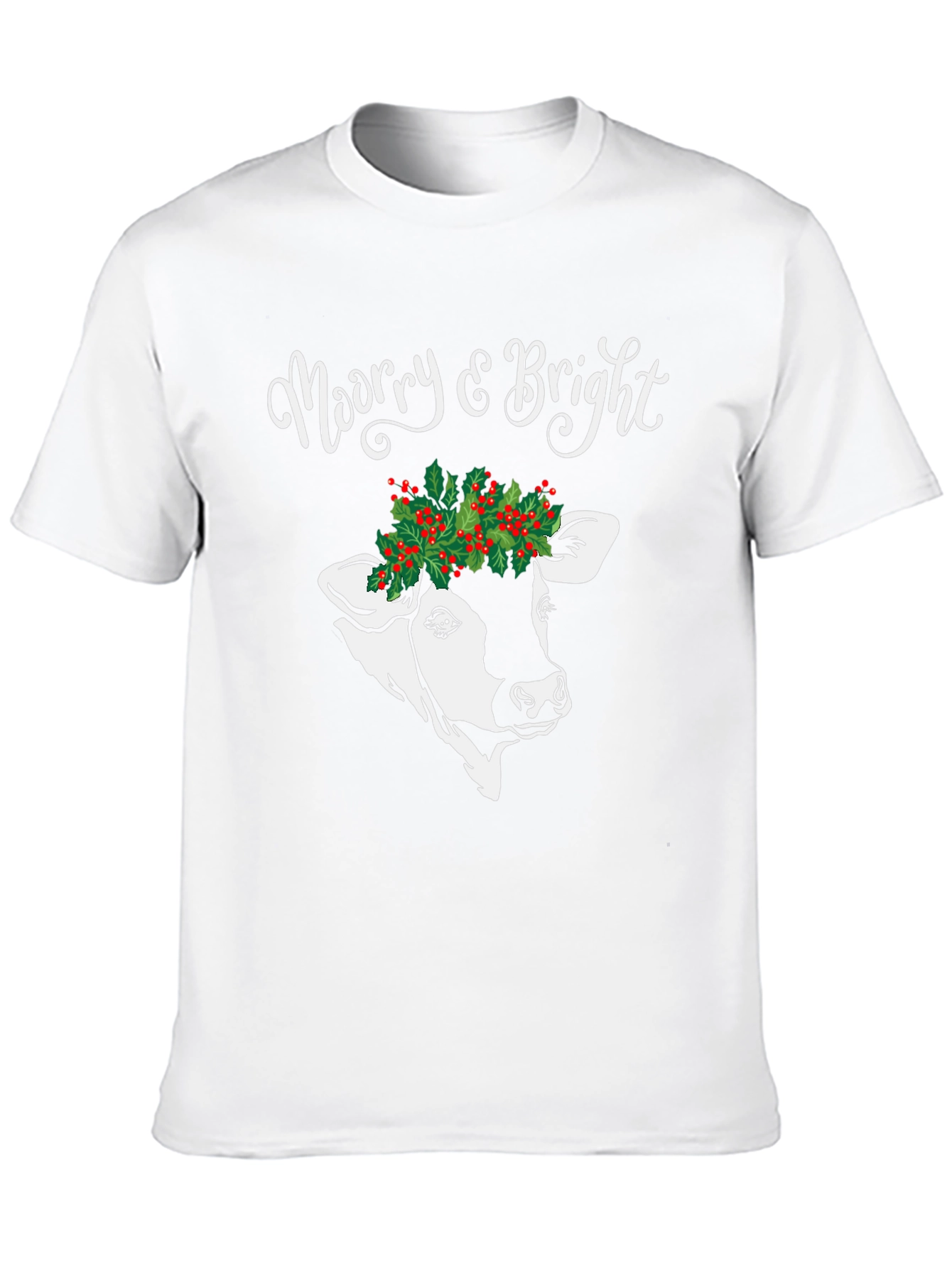 Merry & Bright Cow Christmas Graphic Tee