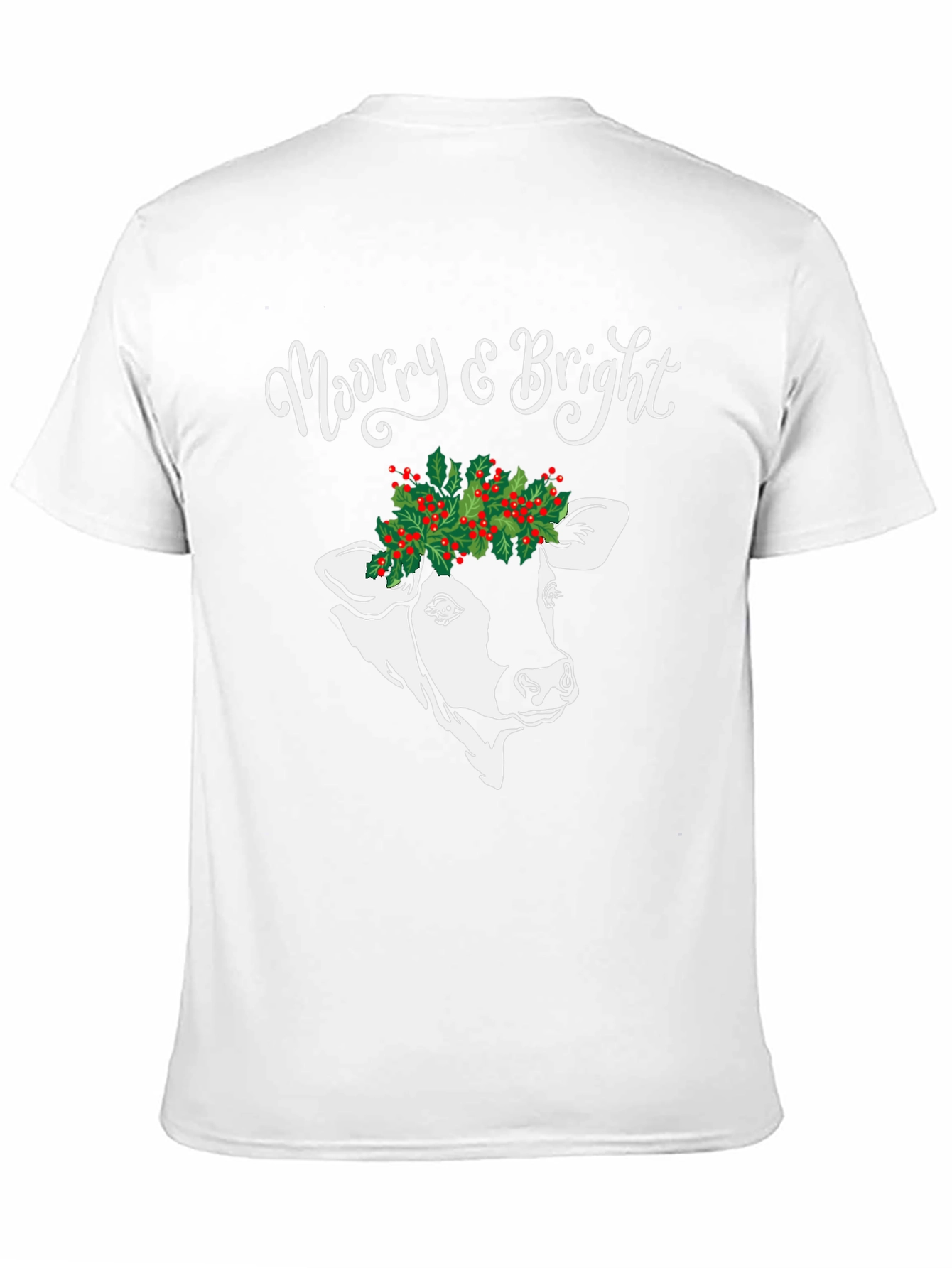 Merry & Bright Cow Christmas Graphic Tee