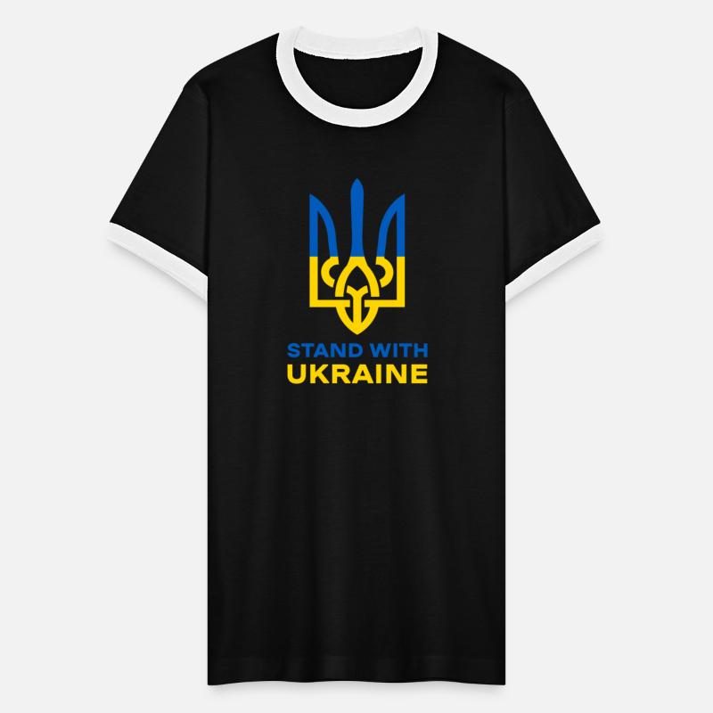 Stand with Ukraine (yellow-blue coat of arms)
