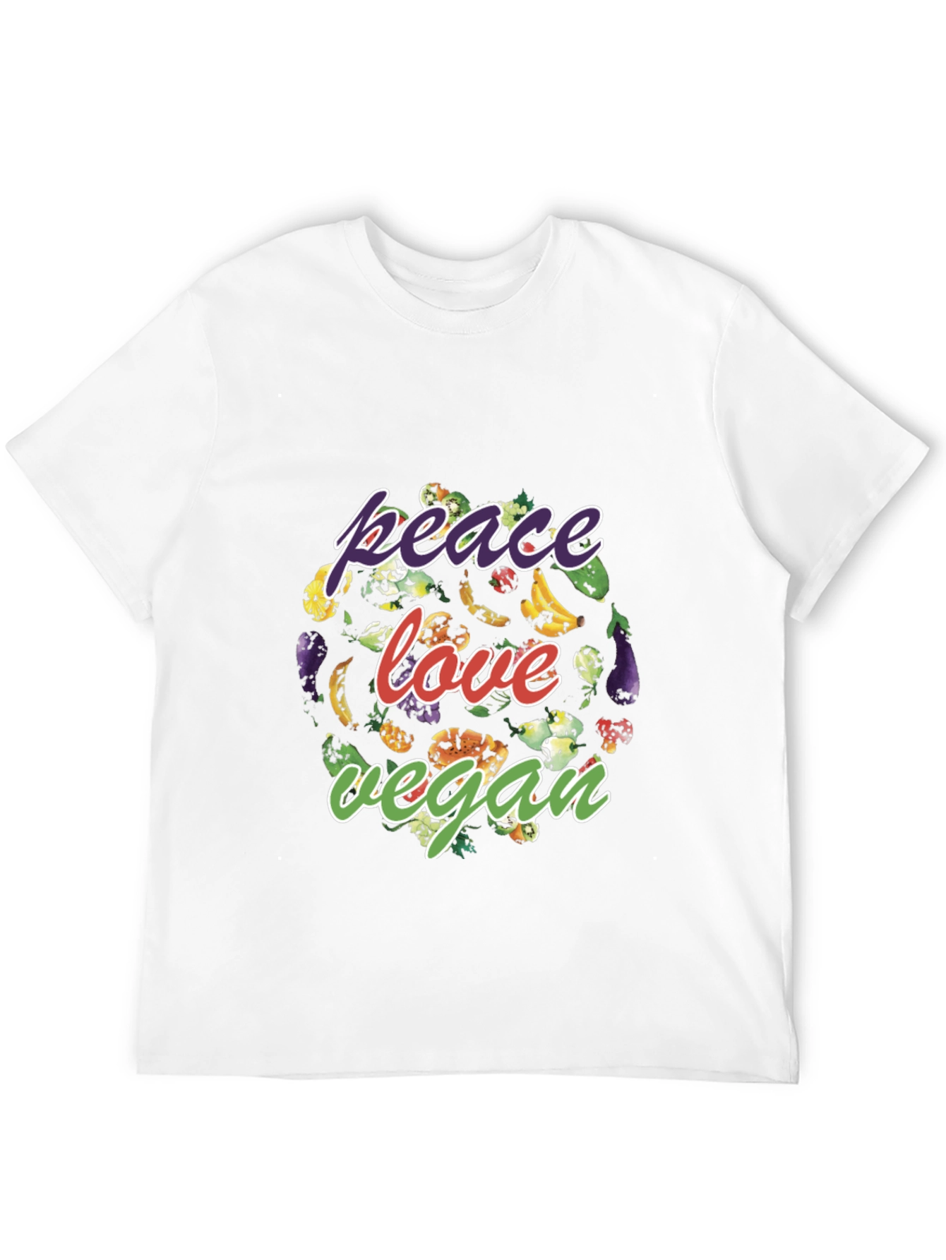Peace Love Vegan T-Shirt - Black Cotton Blend