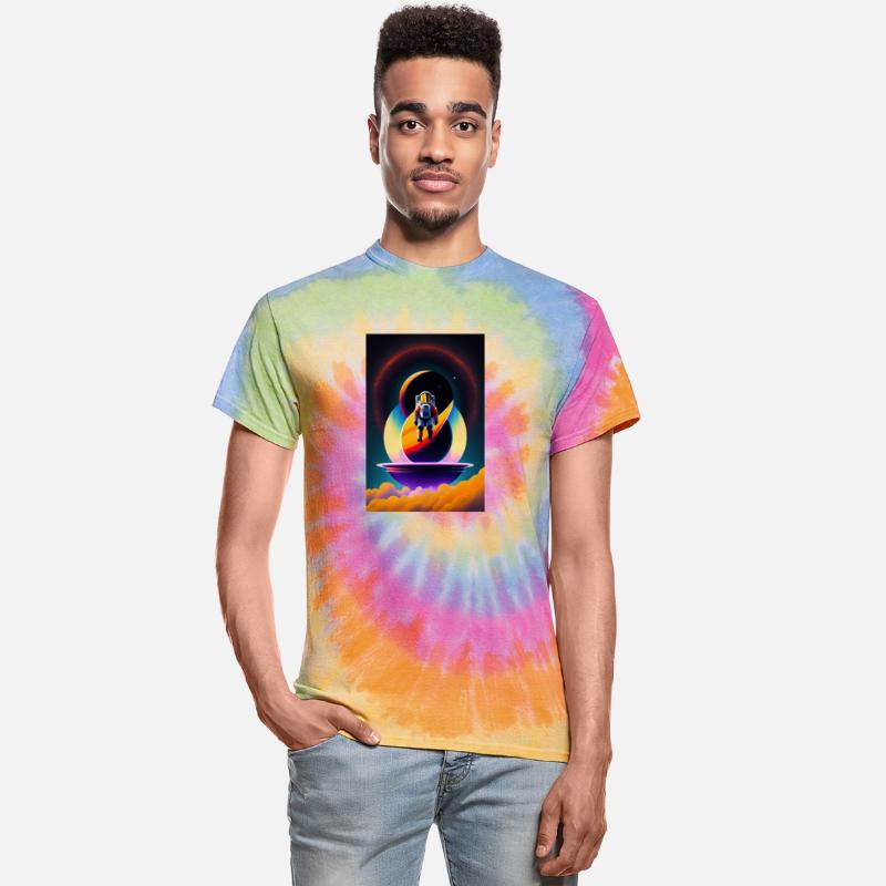 stylized 2d illustration of astronaut floating in