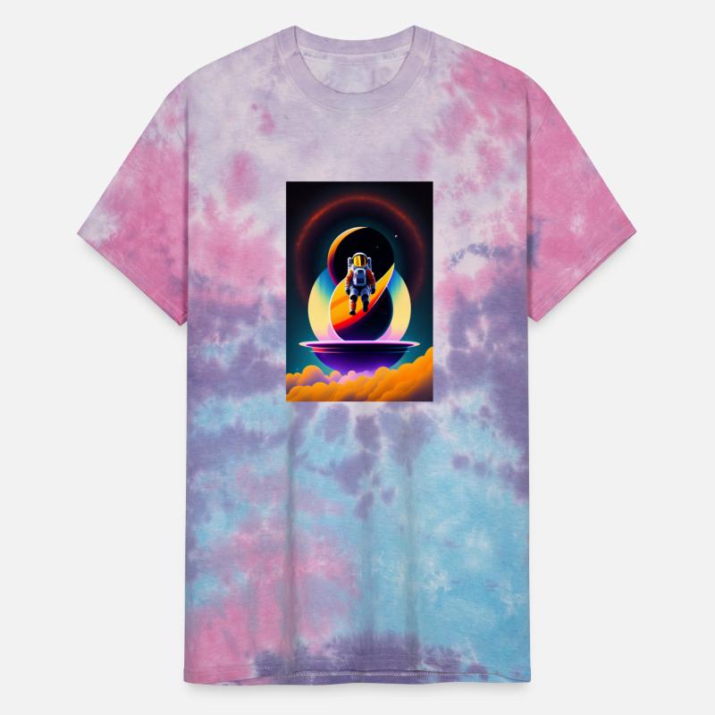 stylized 2d illustration of astronaut floating in