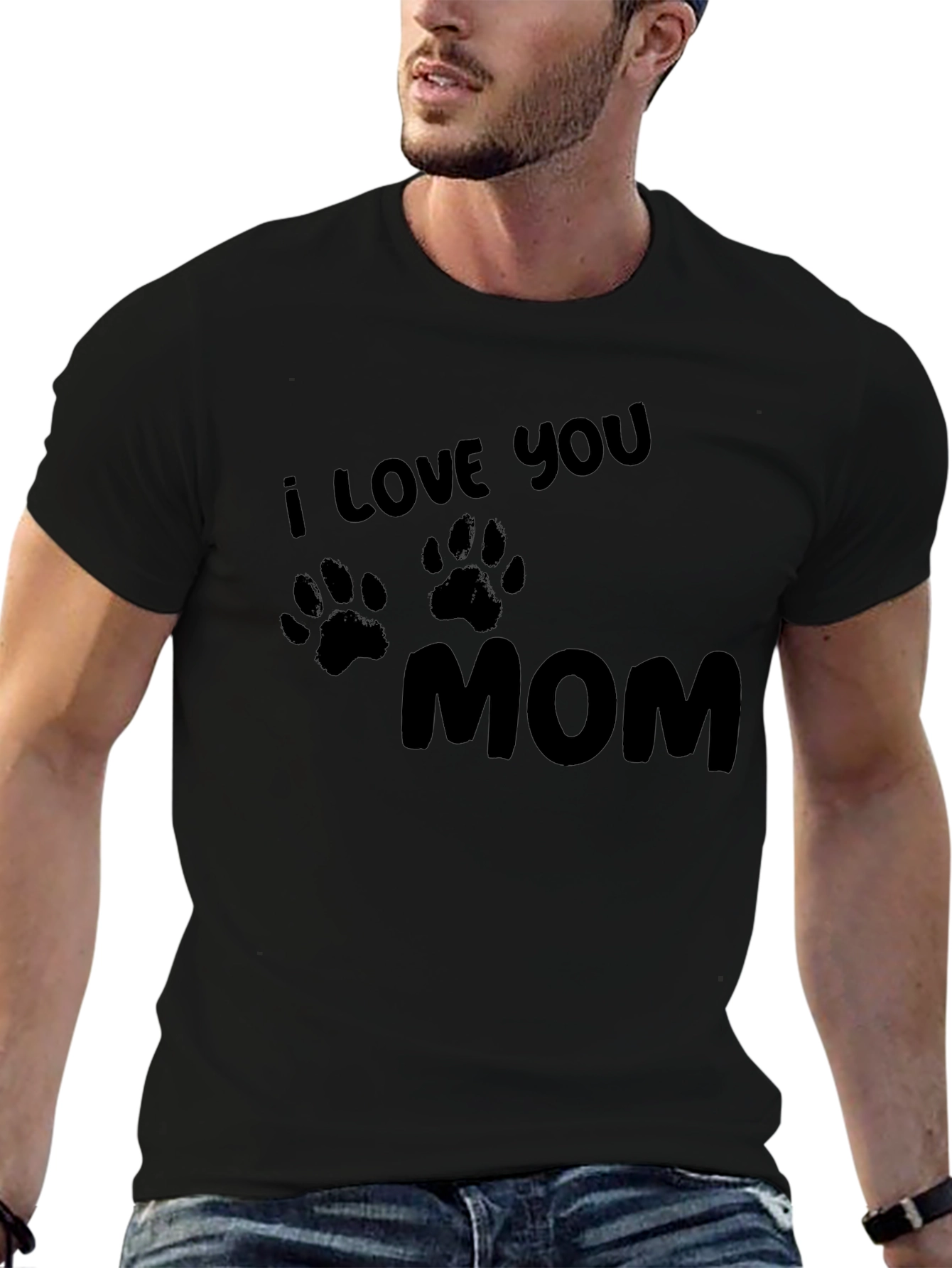 I Love You Mom T-Shirt - Paw Print Design