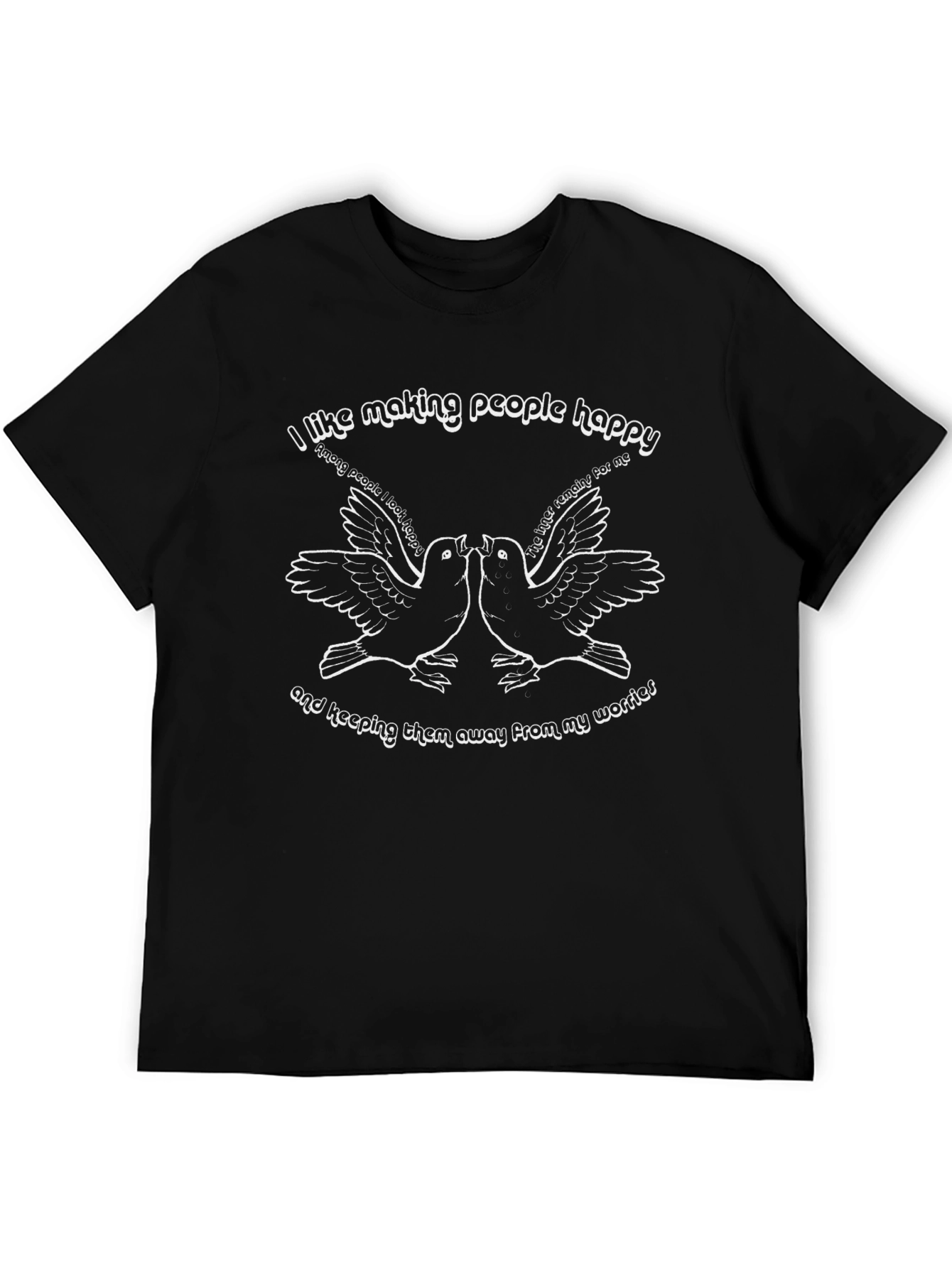 Happy Birds Graphic T-Shirt - Black