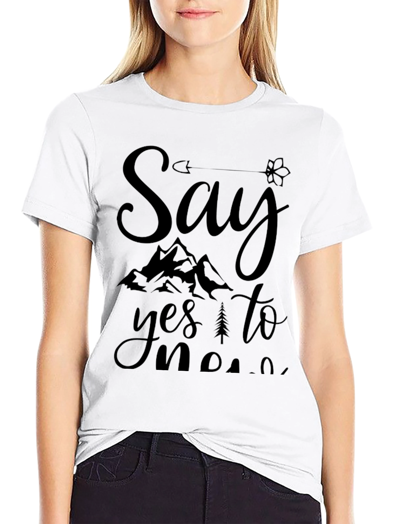 Say Yes To New Adventures Black Graphic Tee