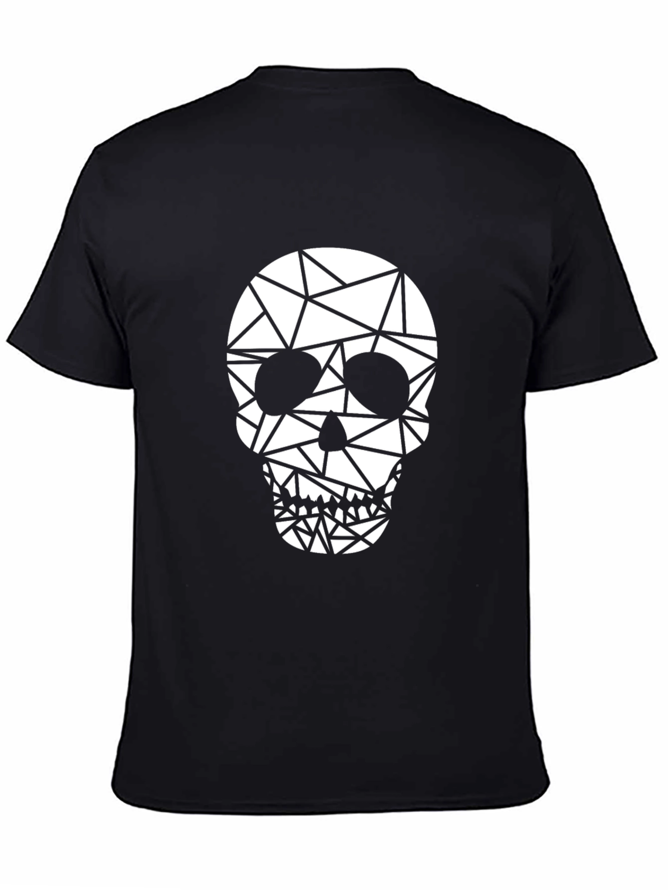 Geometric Skull Graphic Tee - Trendy Black T-Shirt