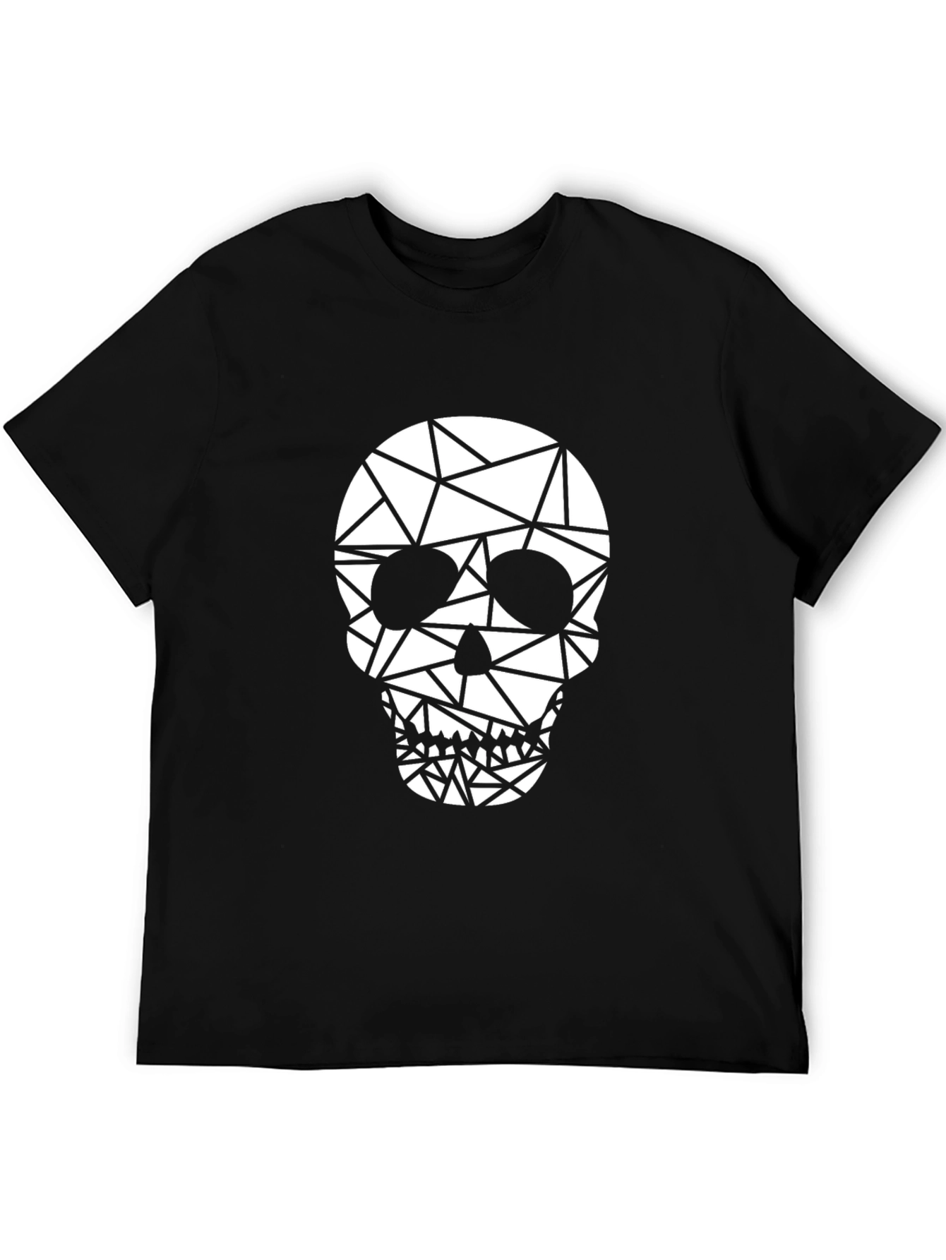 Geometric Skull Graphic Tee - Trendy Black T-Shirt